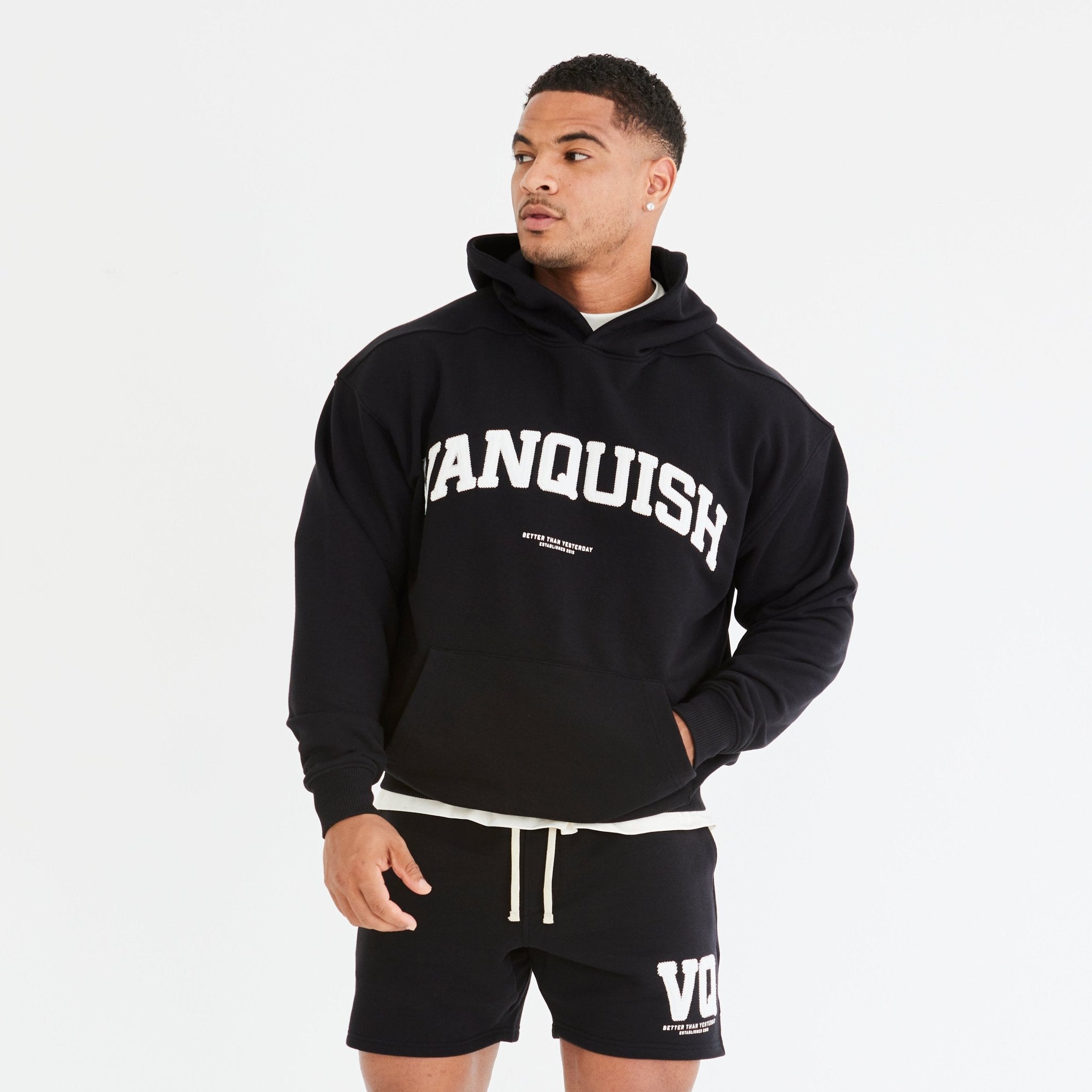 Vanquish Black Varsity Oversized Pullover Hoodie