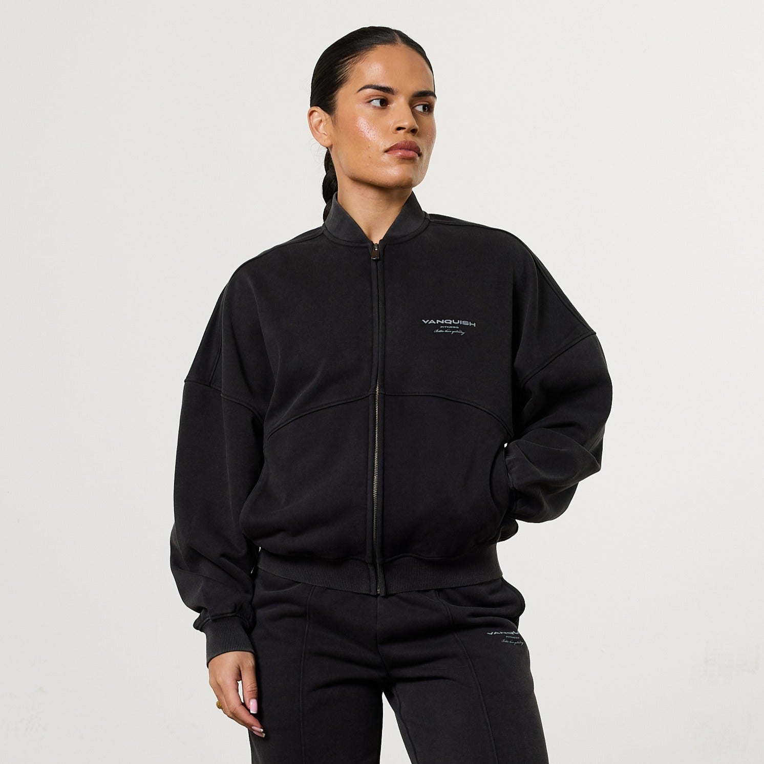 Vanquish Ladies Washed Black Zip Up Jacket