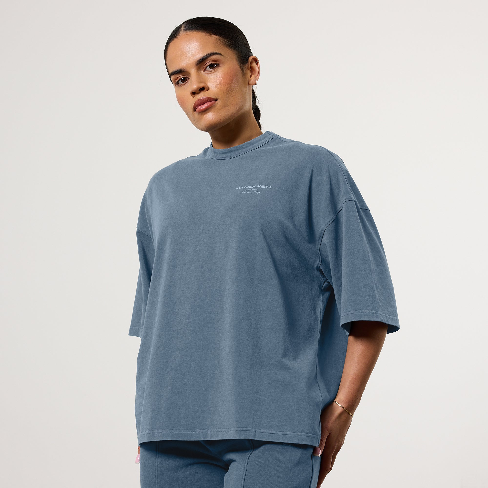 Vanquish Ladies Washed Blue Oversized T-Shirt