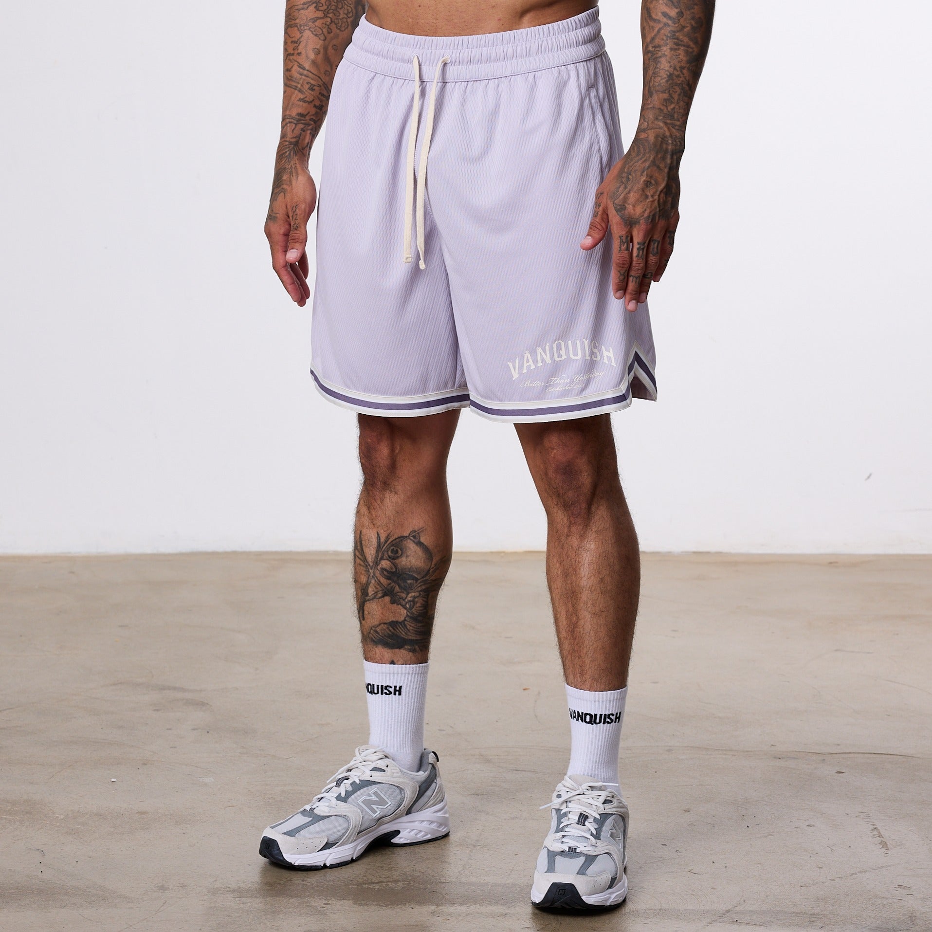 Vanquish Better Than Yesterday Purple Mesh Shorts