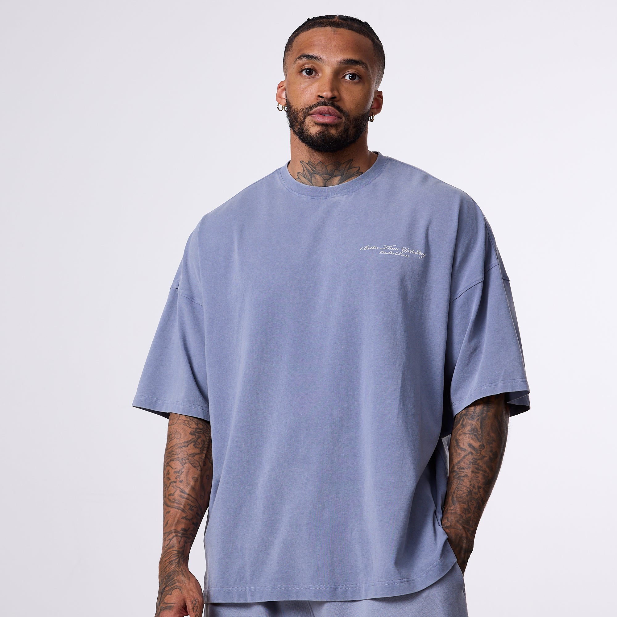 Vanquish Better Than Yesterday Washed Blue Oversized T-Shirt