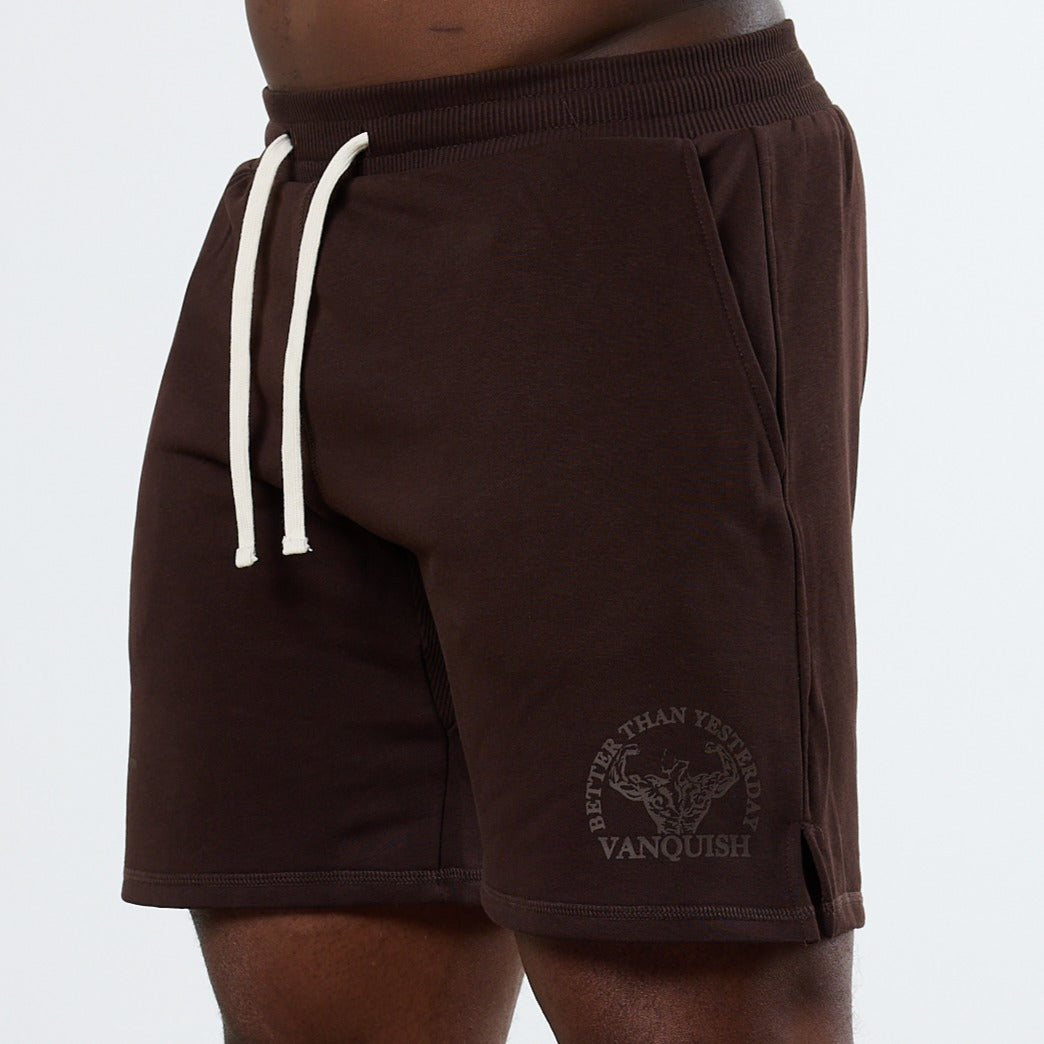 Vanquish – Unconquerable Strength – Shorts mit weitem Bein in Dunkelbraun