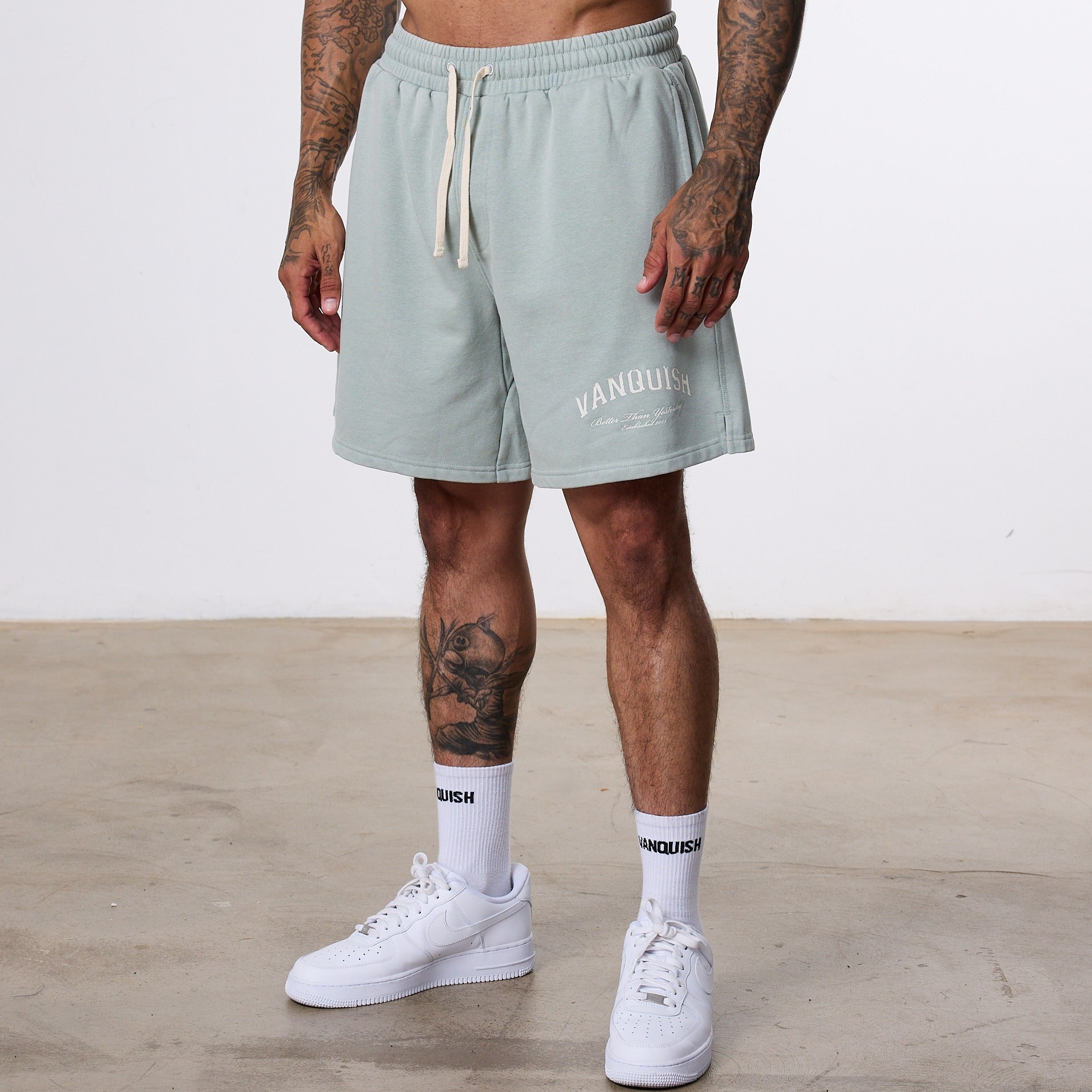 Vanquish Better Than Yesterday Washed Green Sweat Shorts