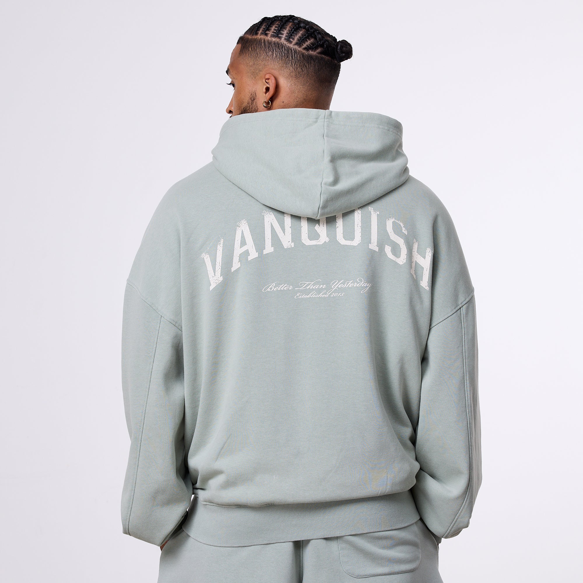 Vanquish – Better Than Yesterday – Kapuzenpullover mit durchgehendem Reißverschluss in verwaschenem Grün