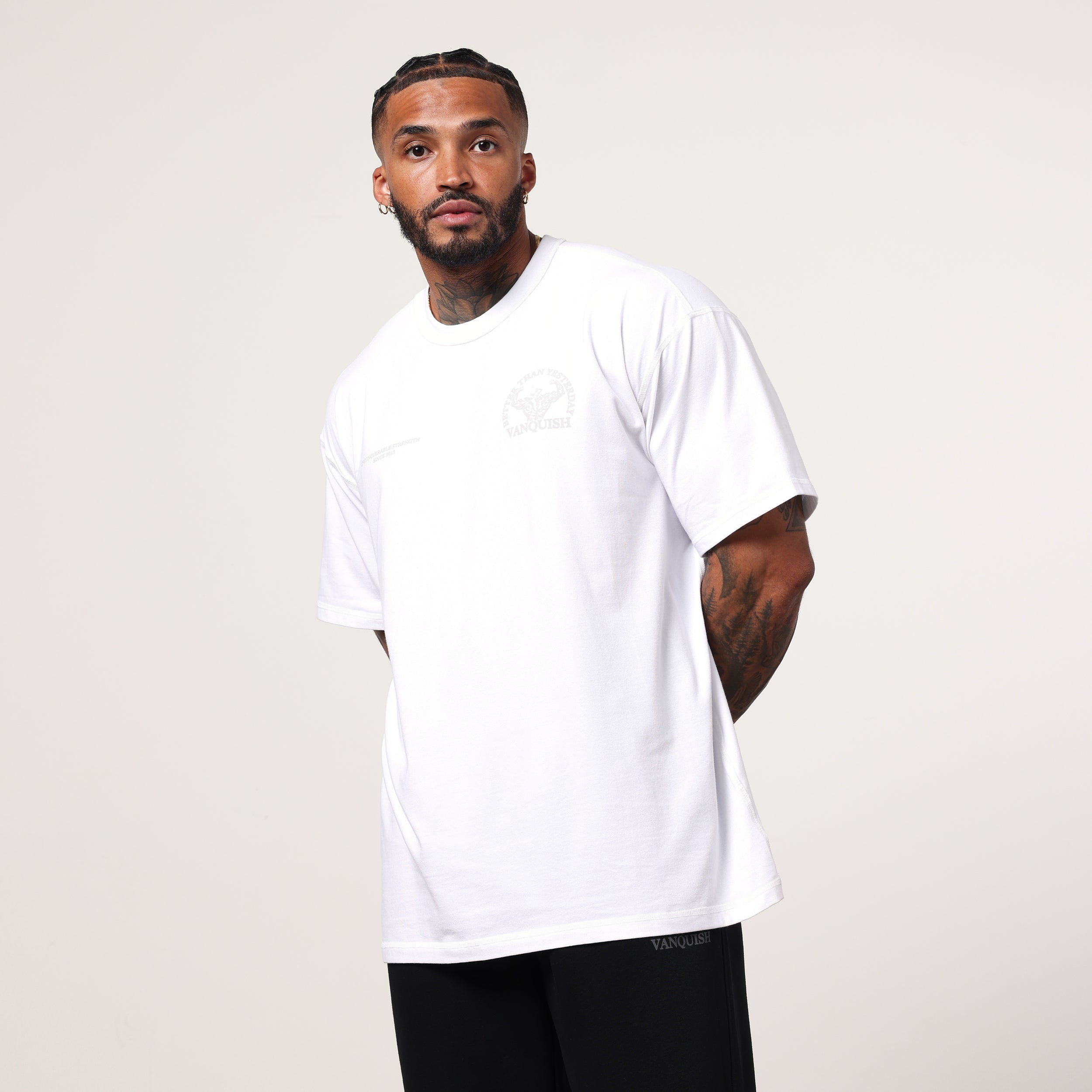 Vanquish White Unconquerable Strength Oversized T Shirt