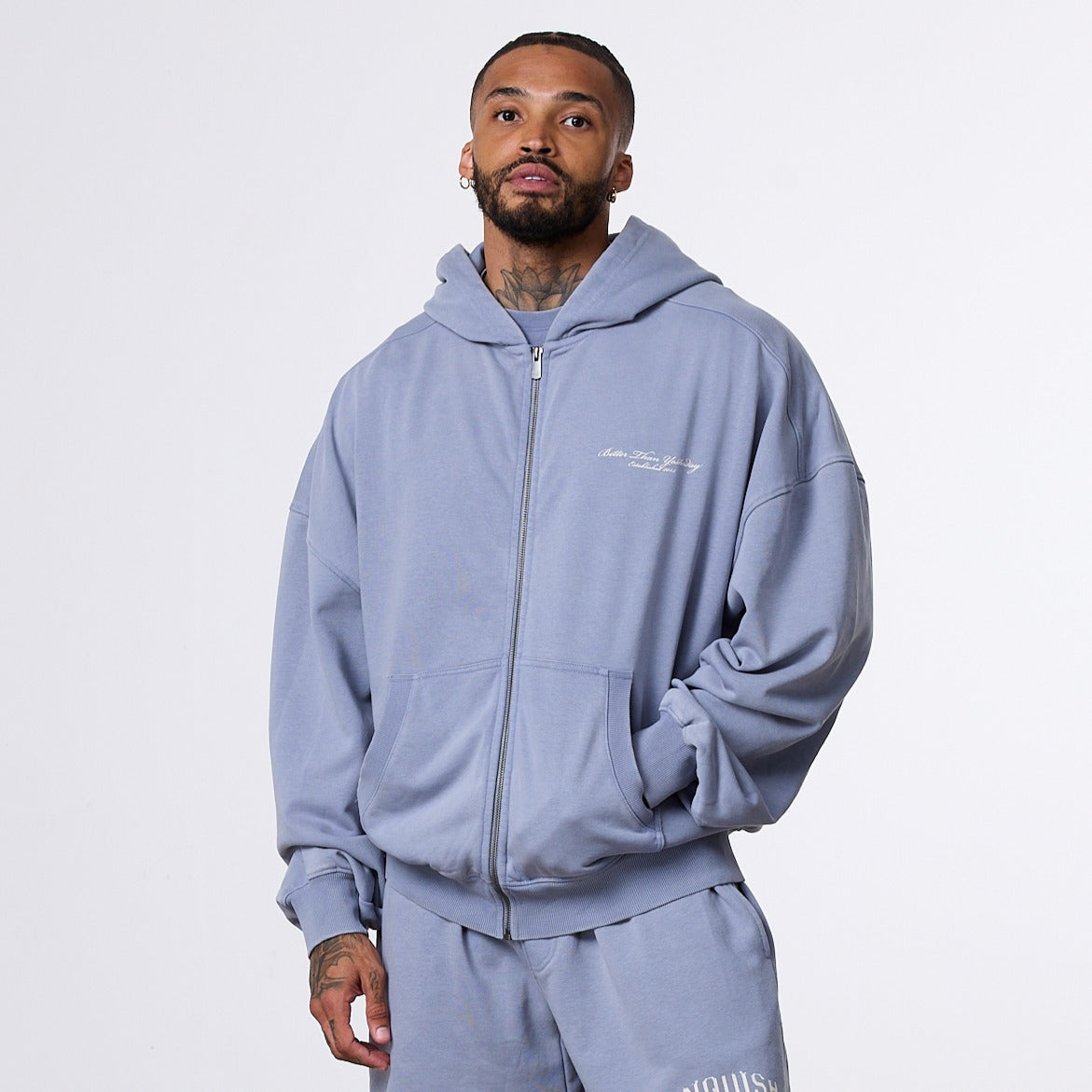 Vanquish Better Than Yesterday Washed Blue Full Zip Hoodie