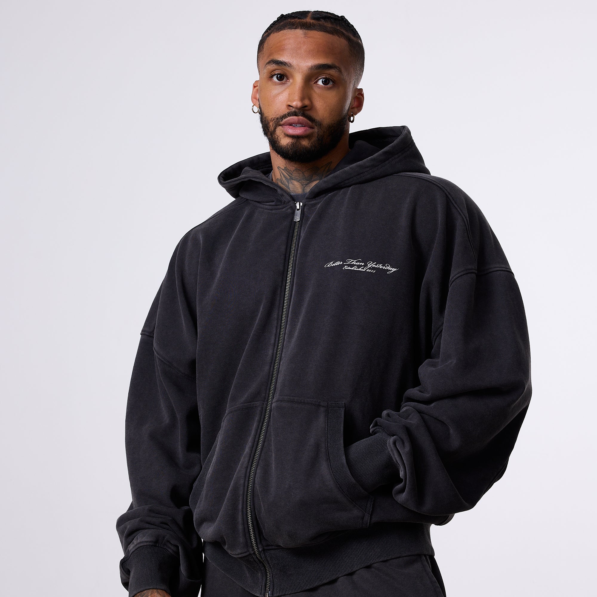 Vanquish Better Than Yesterday Washed Black Full Zip Hoodie