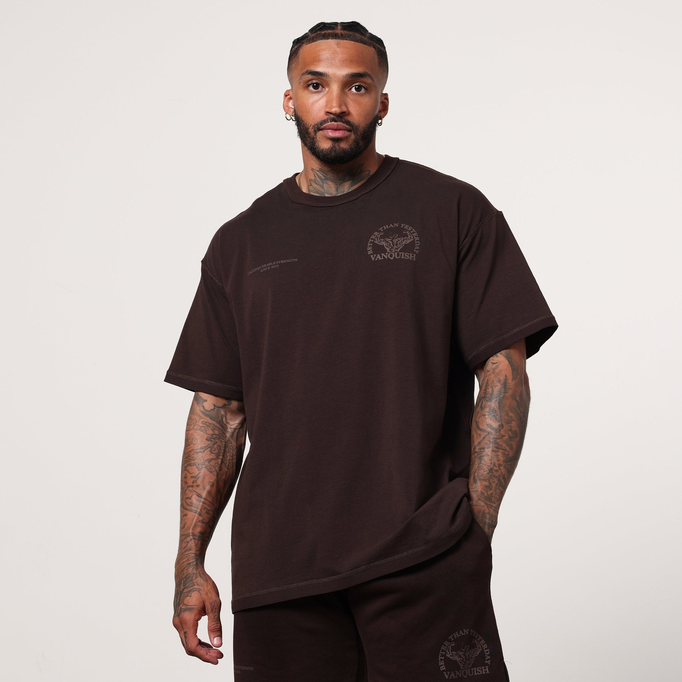 Vanquish Dark Brown Unconquerable Strength Oversized T Shirt