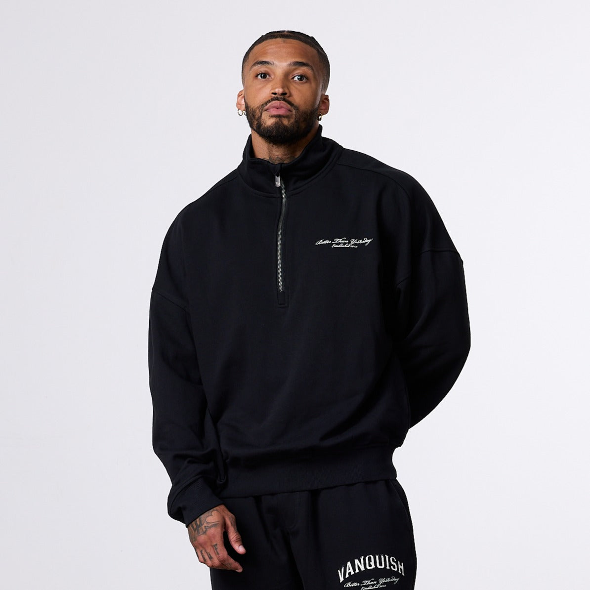 Vanquish Better Than Yesterday Black Quarter Zip Sweater