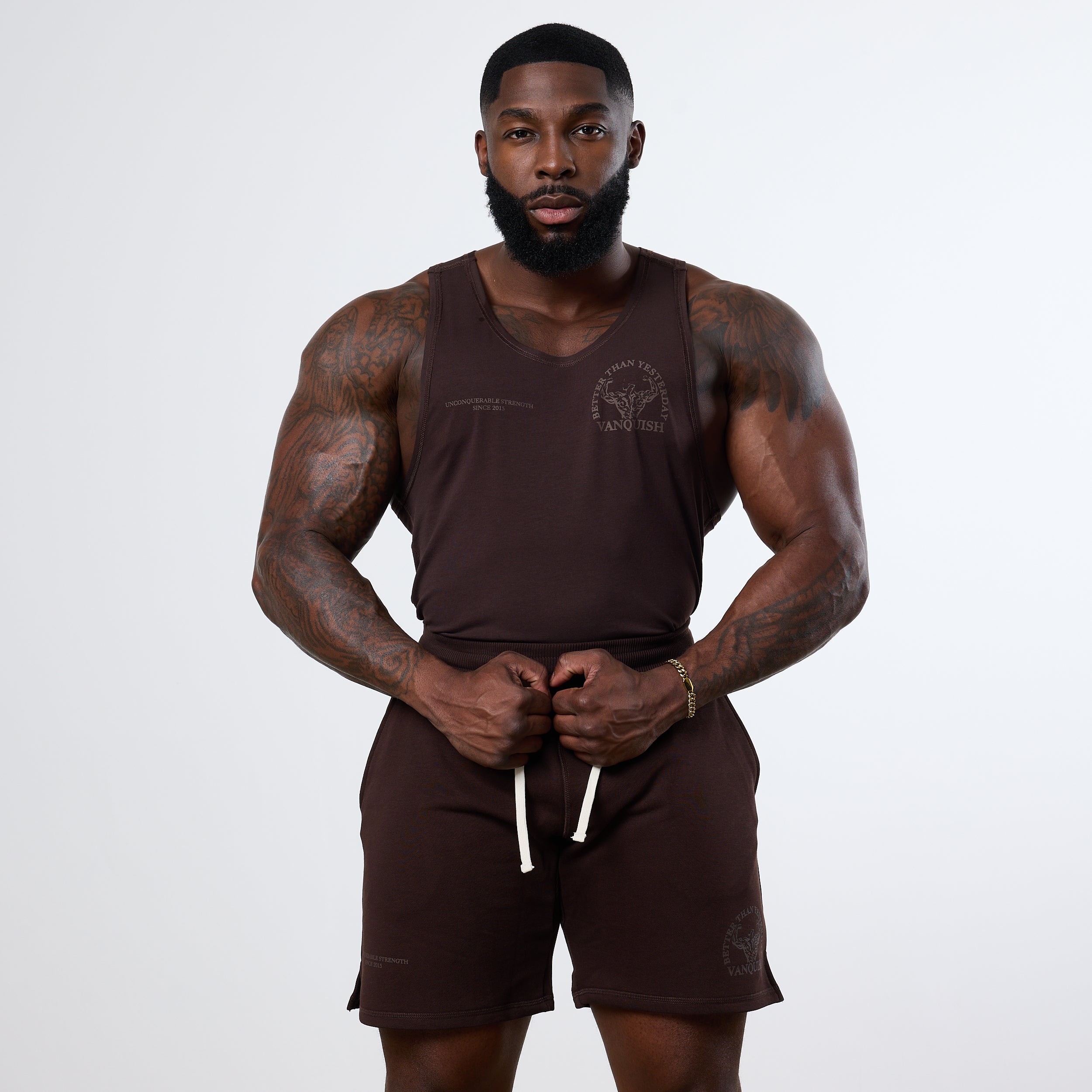 Vanquish Dark Brown Unconquerable Strength Tank Top