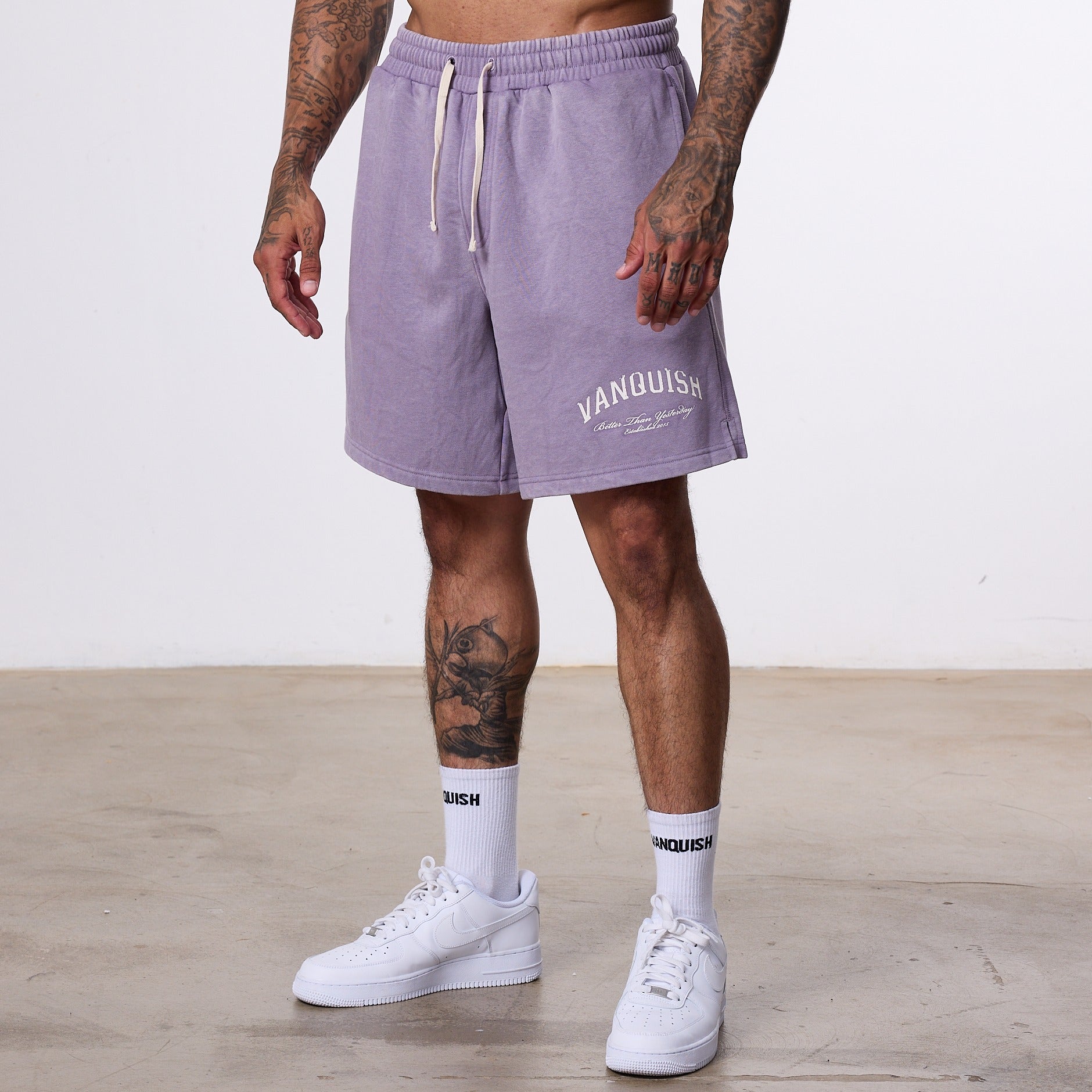 Vanquish Better Than Yesterday Washed Purple Sweat Shorts