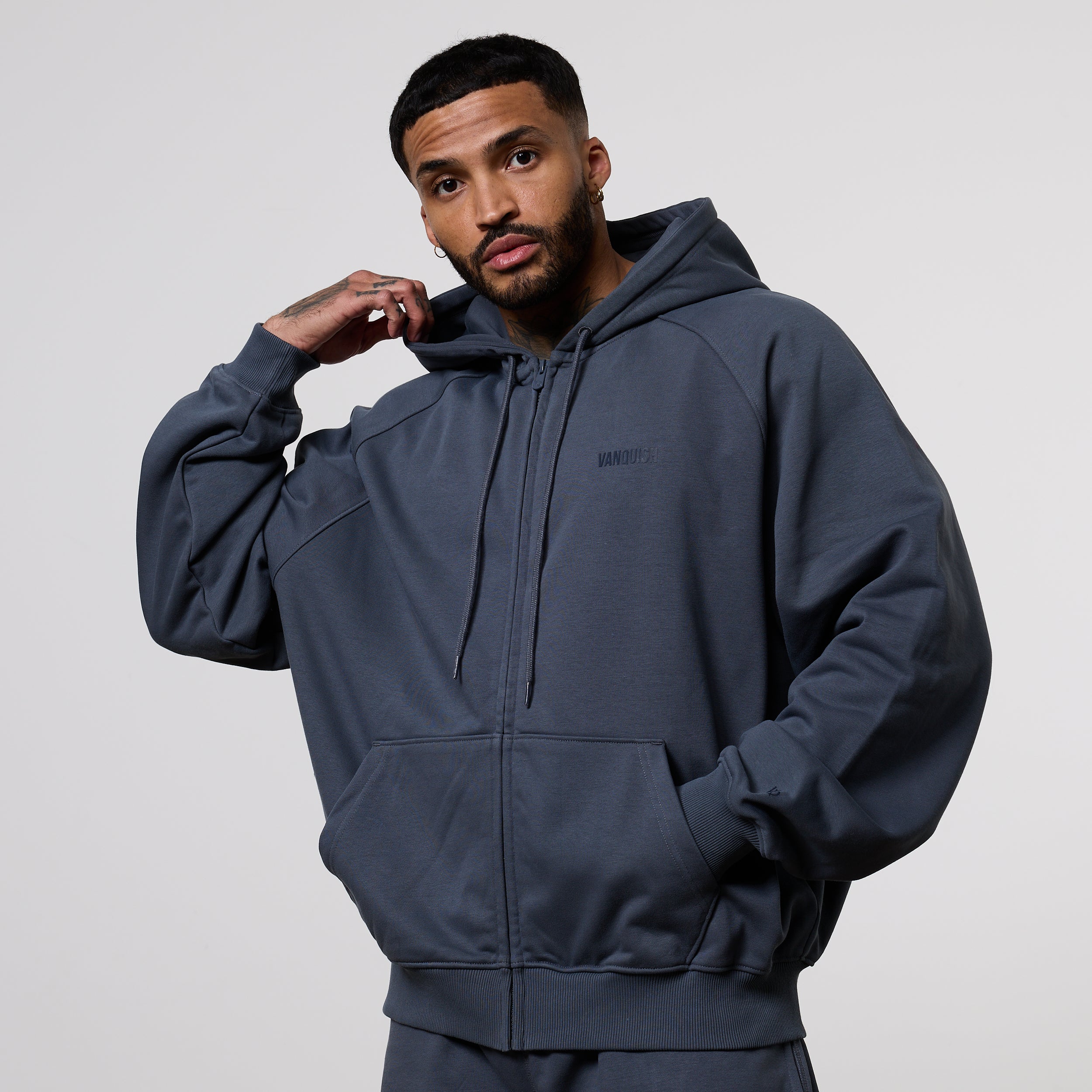 Vanquish Essential Denim Blue Oversized Heavyweight Hoodie