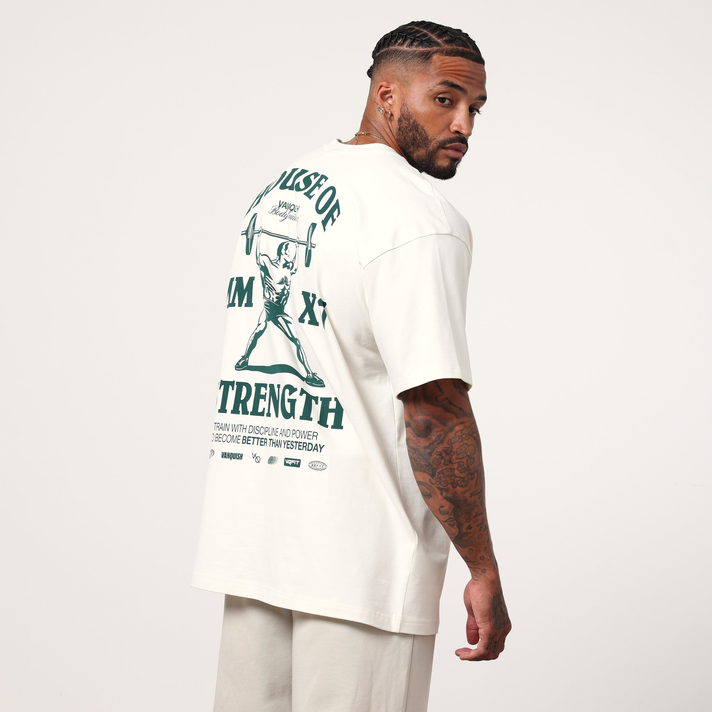 Vanquish TSP Strength MMXV Vintage White Oversized T-Shirt