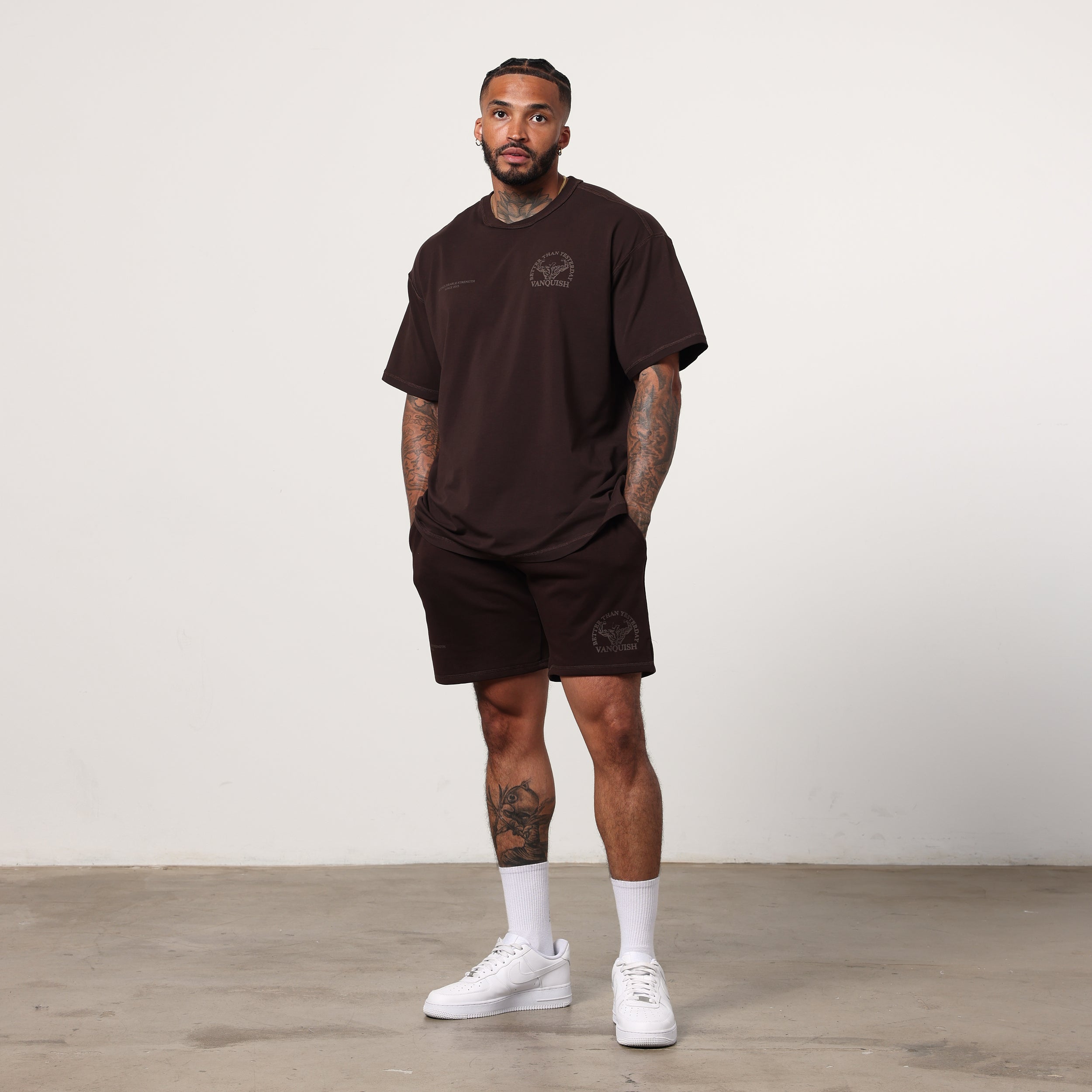 Vanquish Dark Brown Unconquerable Strength Oversized T Shirt