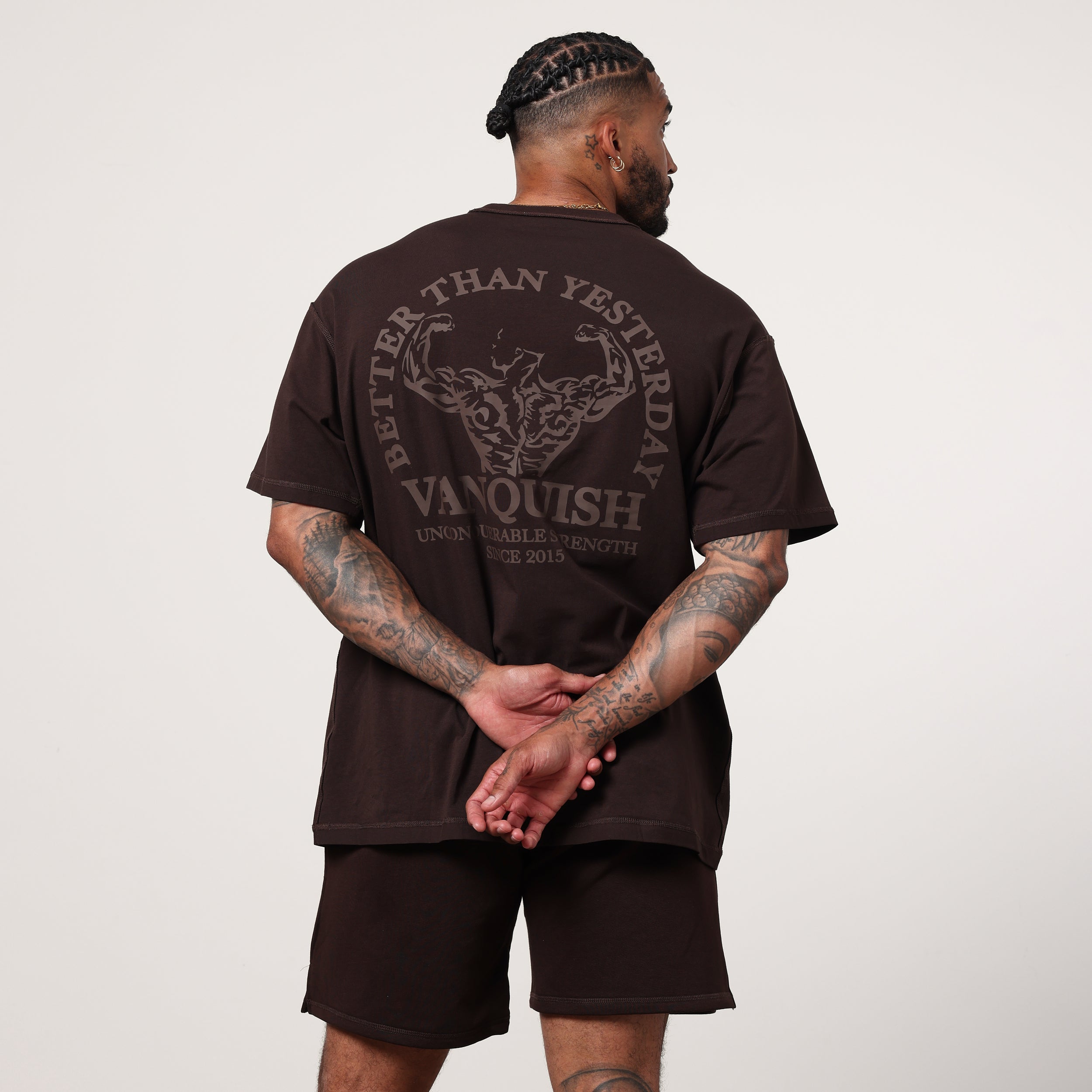 Vanquish Dark Brown Unconquerable Strength Oversized T Shirt