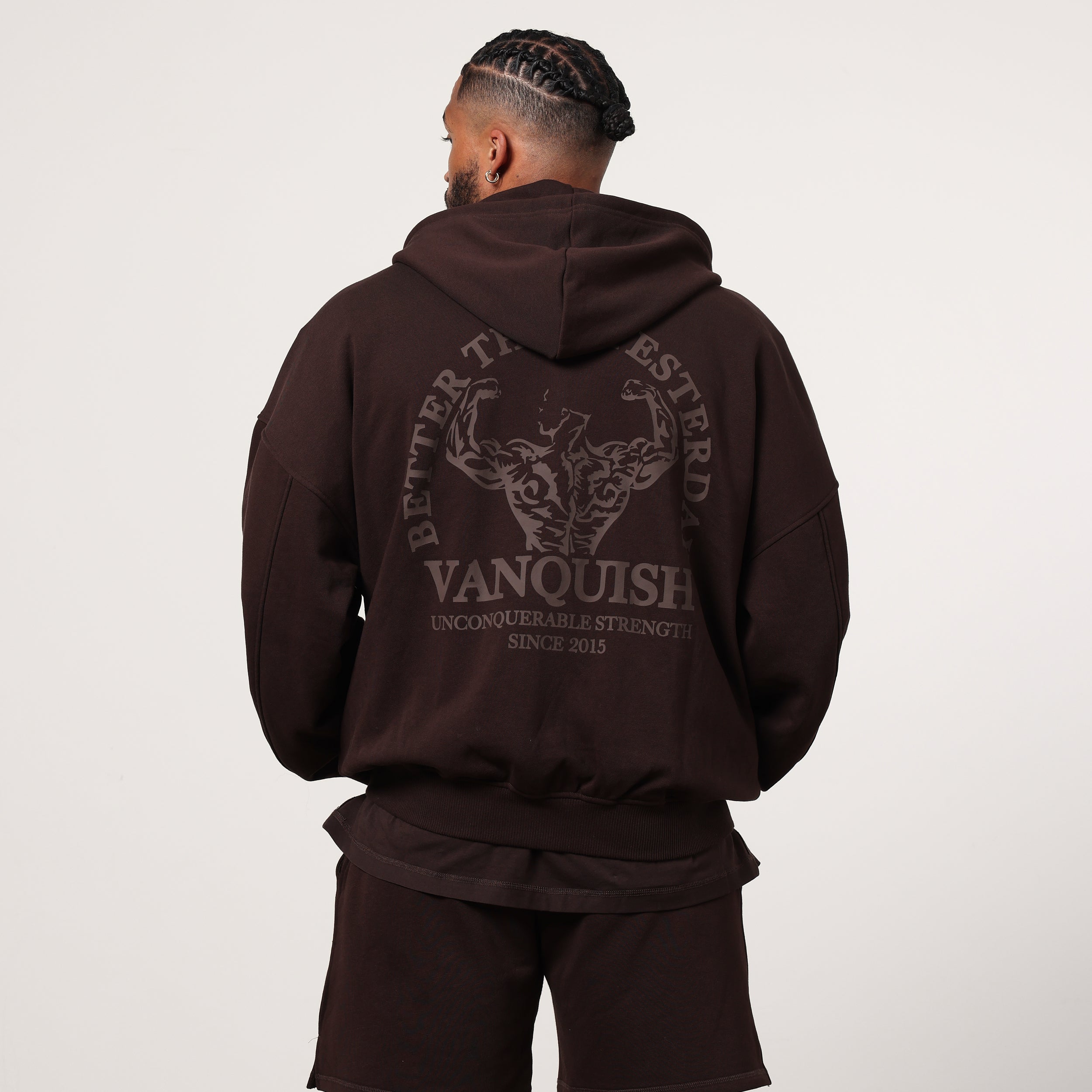 Vanquish Dark Brown Unconquerable Strength Full Zip Hoodie