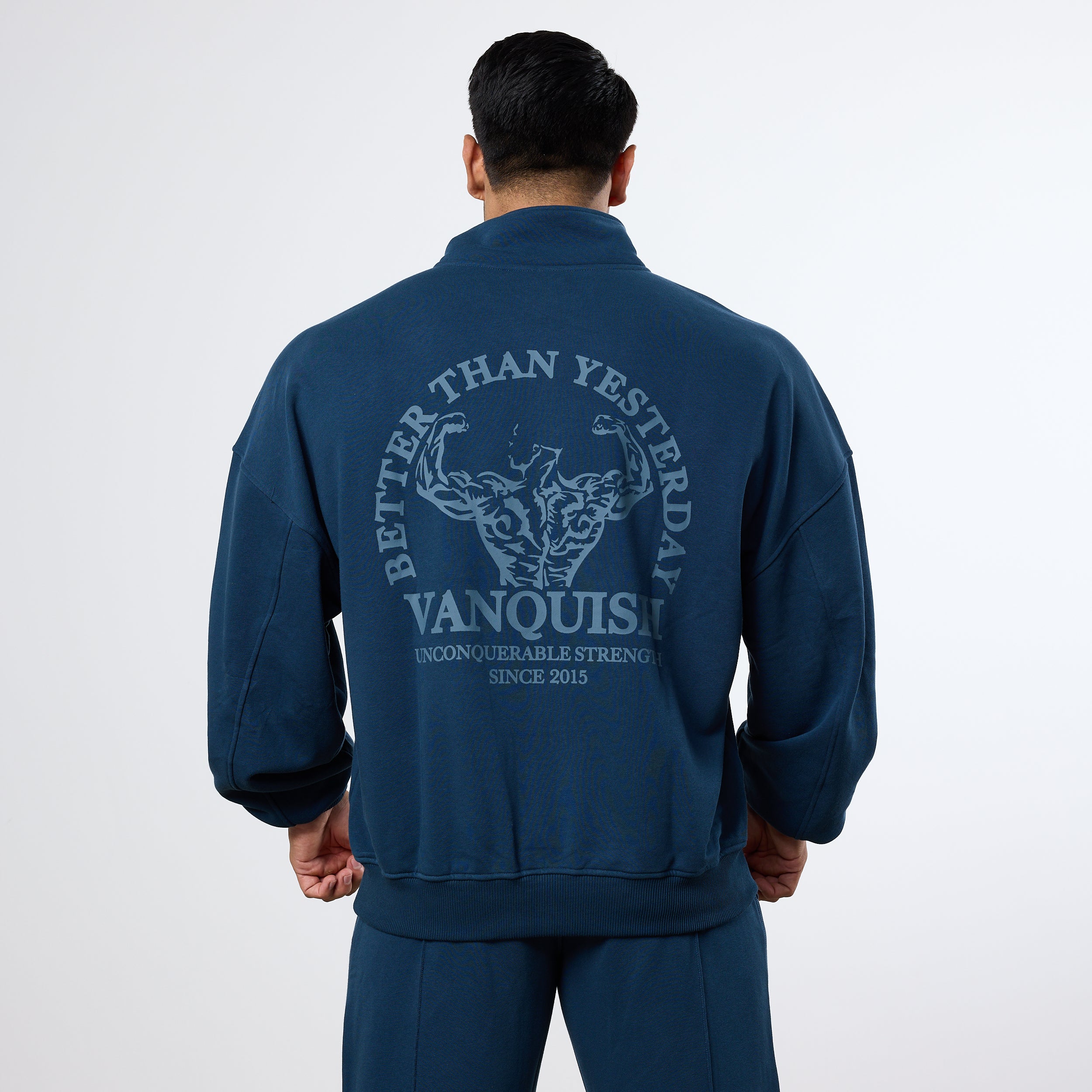 Vanquish Midnight Blue Unconquerable Strength Quarter Zip Sweater