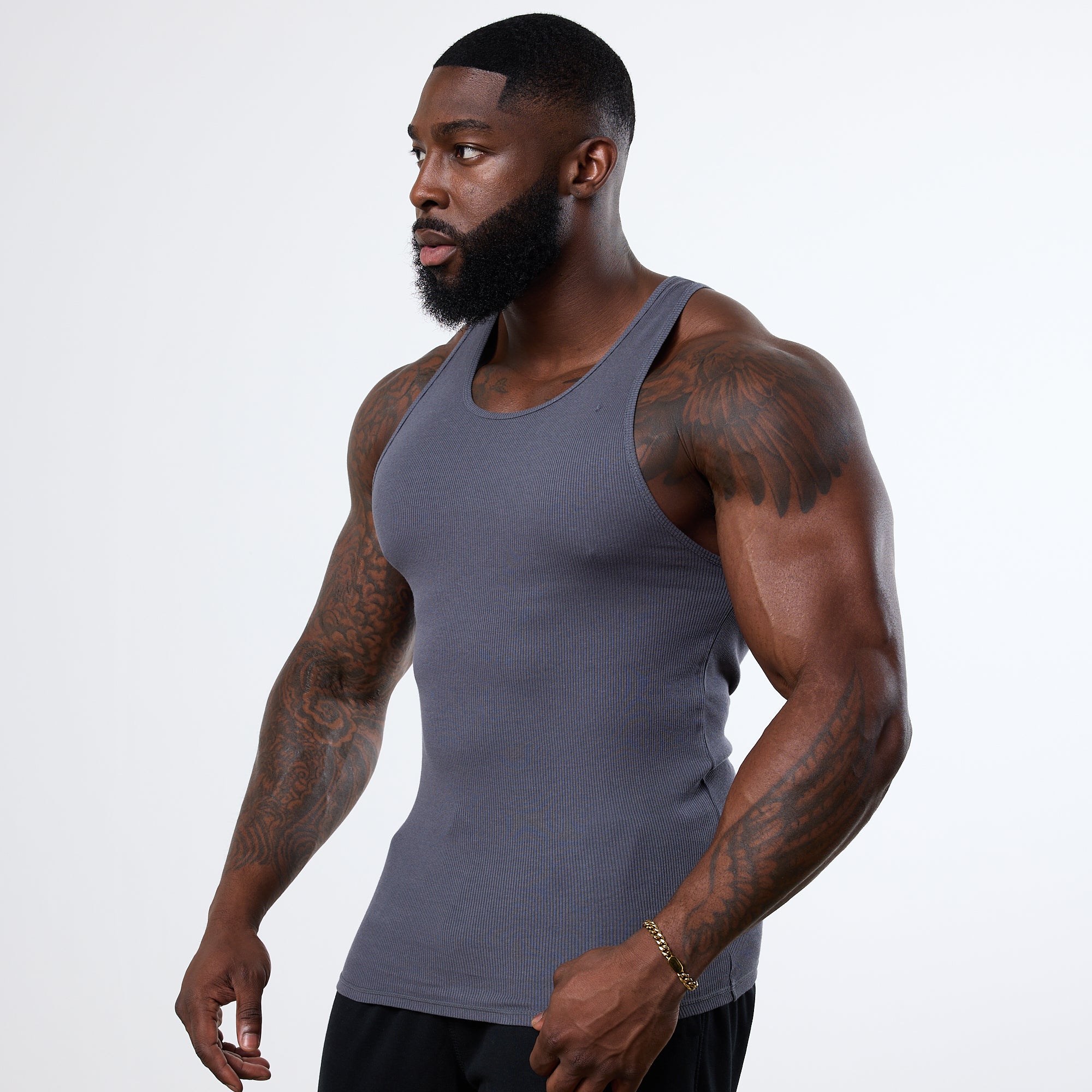 Vanquish Essential Denim Blue Ribbed Tank