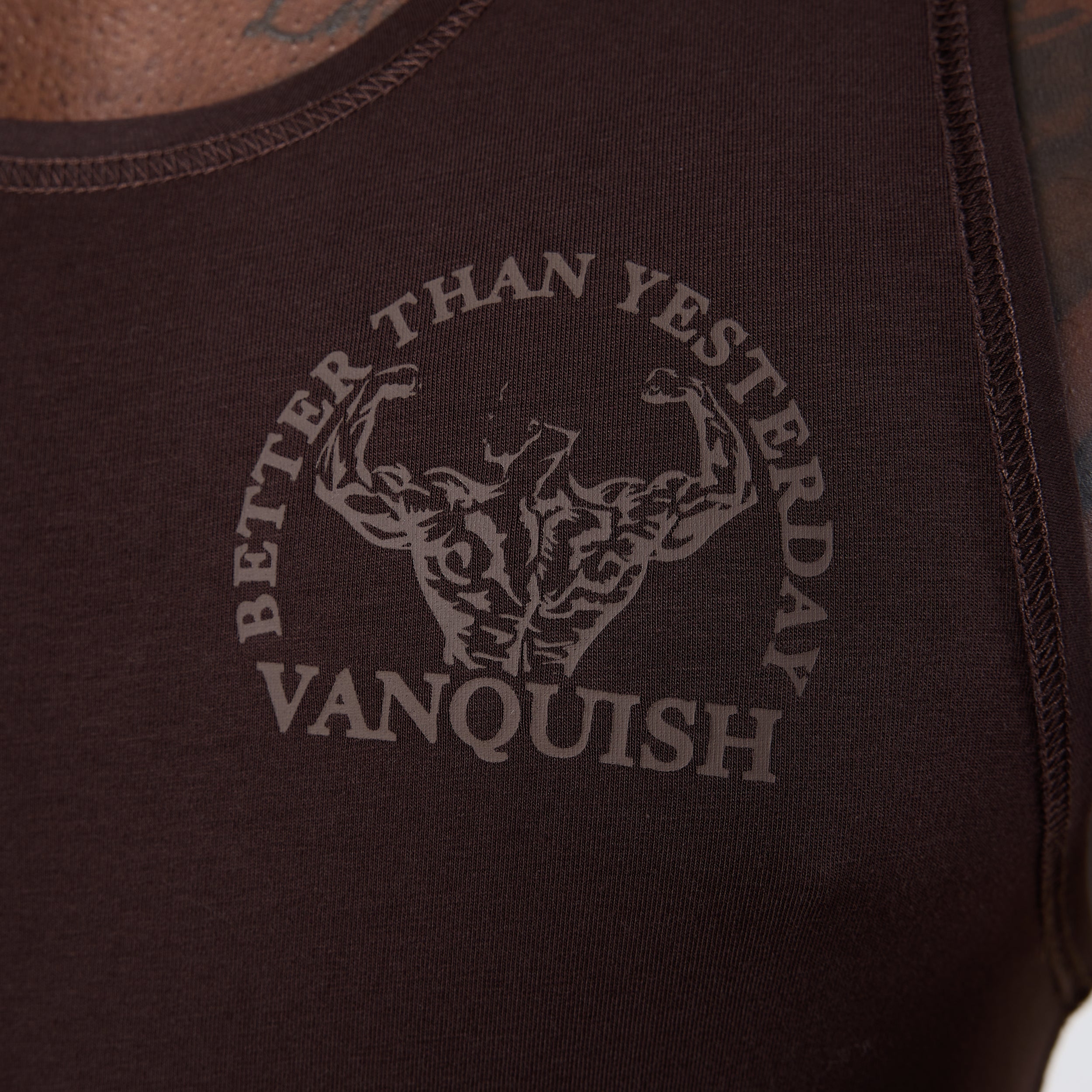 Vanquish Dark Brown Unconquerable Strength Tank Top