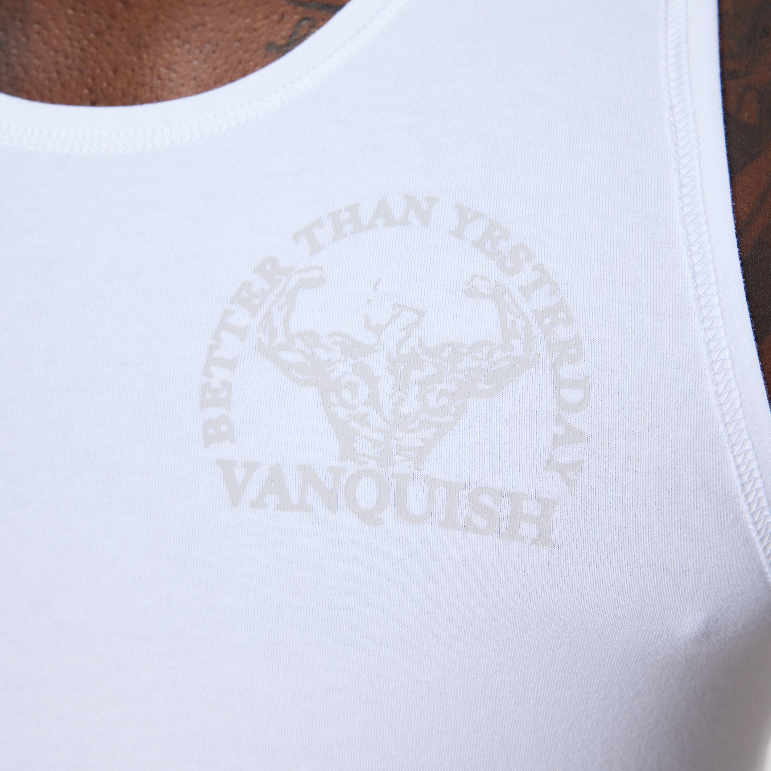 Vanquish White Unconquerable Strength Tank Top