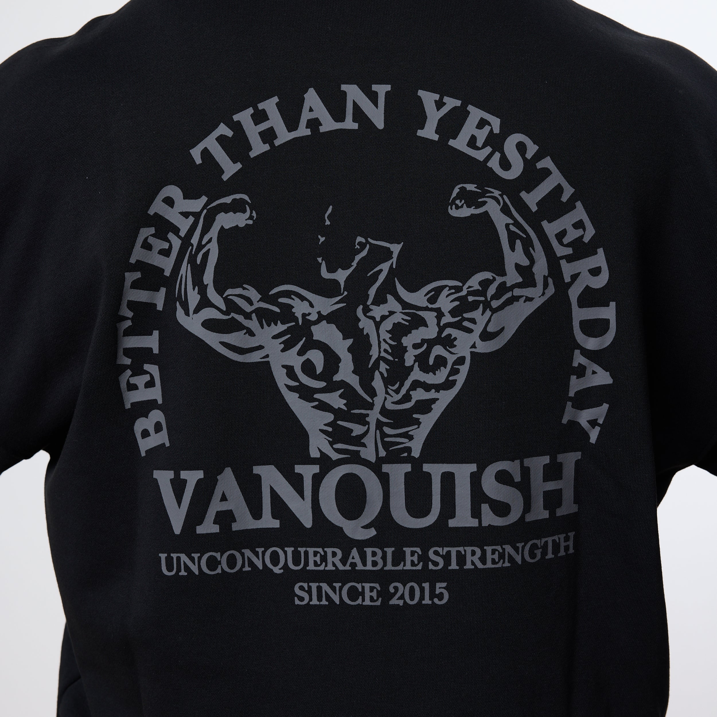 Vanquish – Pullover „Unconquerable Strength“ in Schwarz mit Viertelreißverschluss