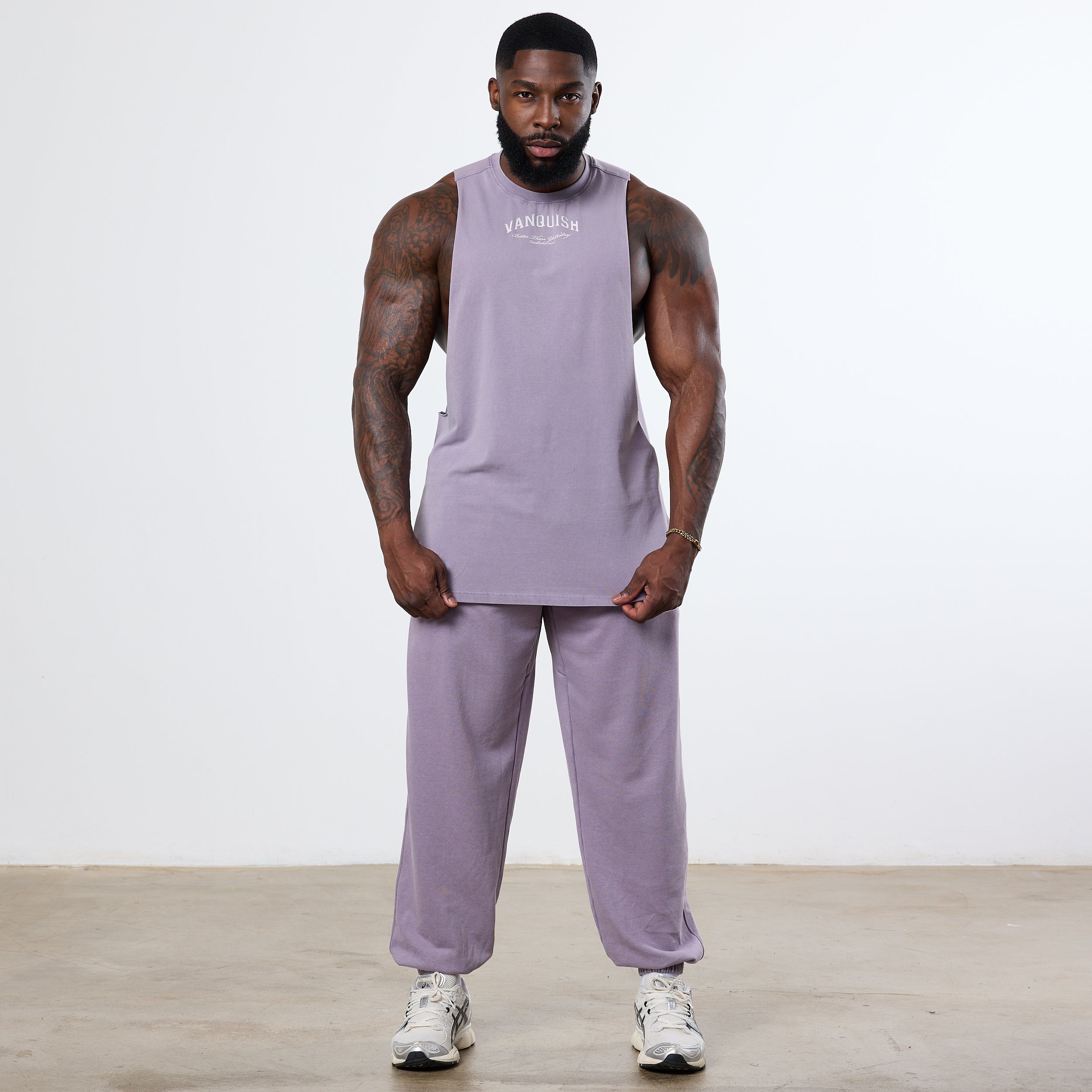 Vanquish Better Than Yesterday Washed Purple Oversized Sweatpants