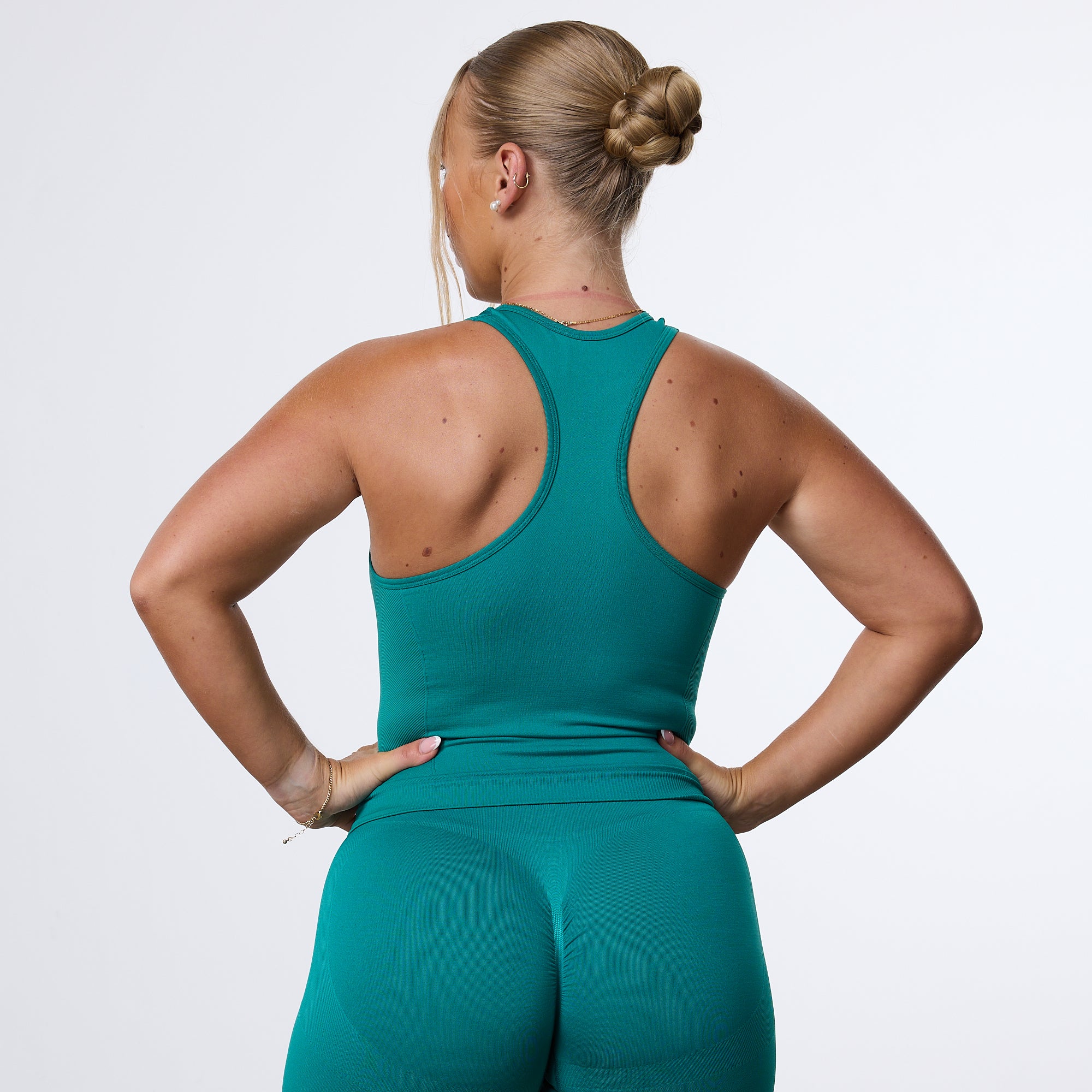 Vanquish Elevate Seamless Emerald Teal Racer Back Midi Tank Top