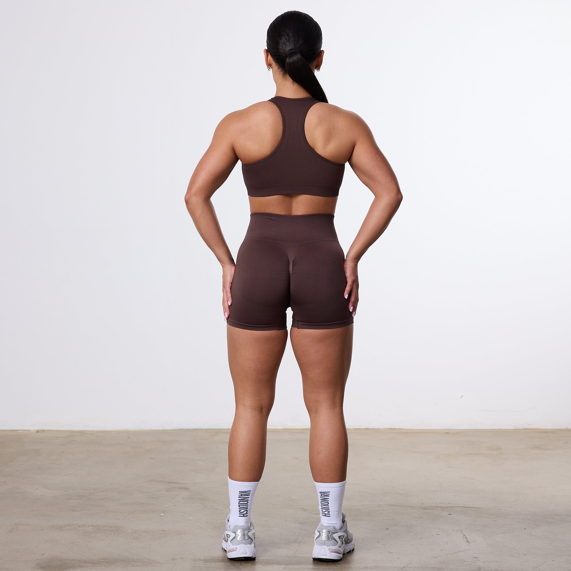 Vanquish Elevate Seamless Coffee Brown Booty Shorts