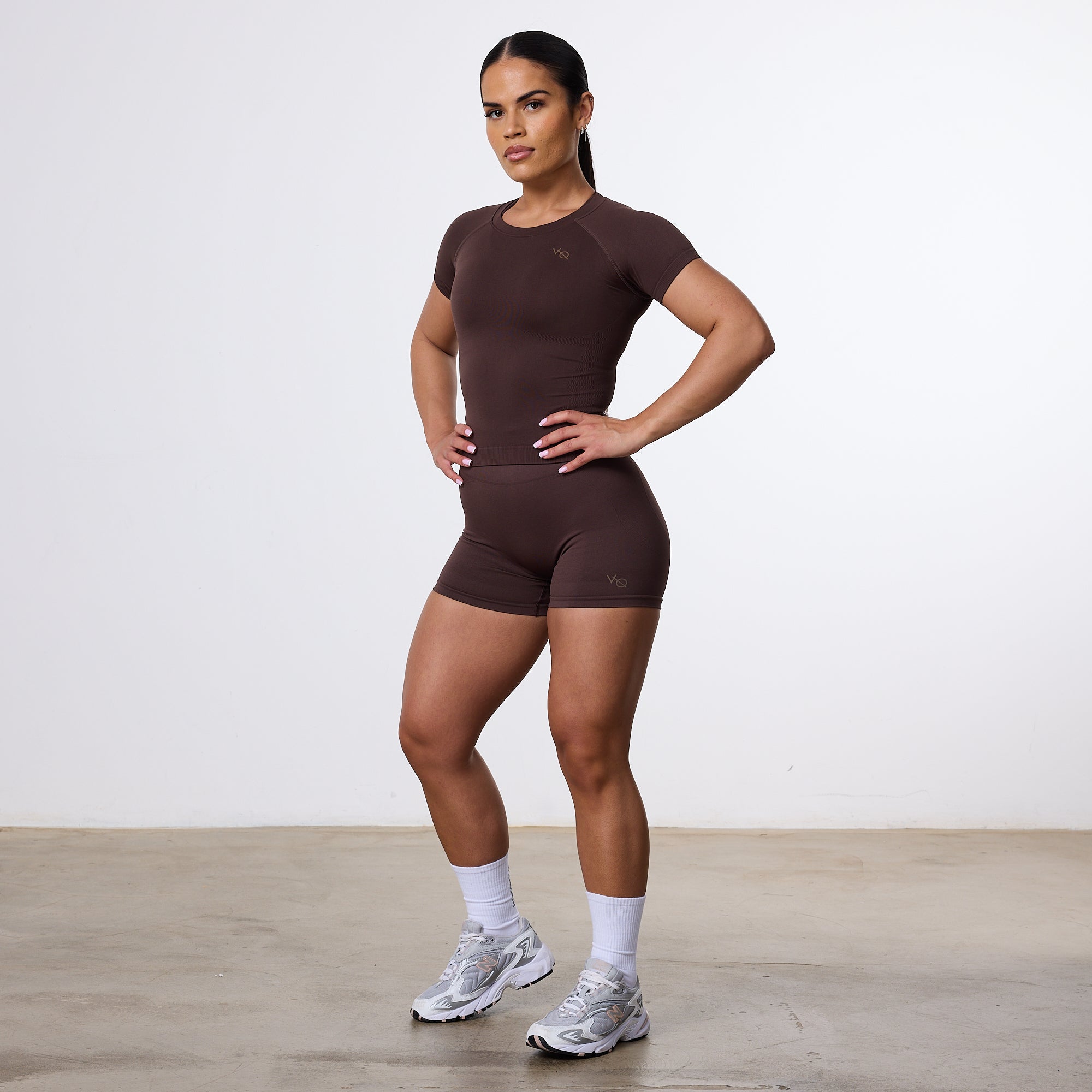 Vanquish Elevate Seamless Coffee Brown Booty Shorts