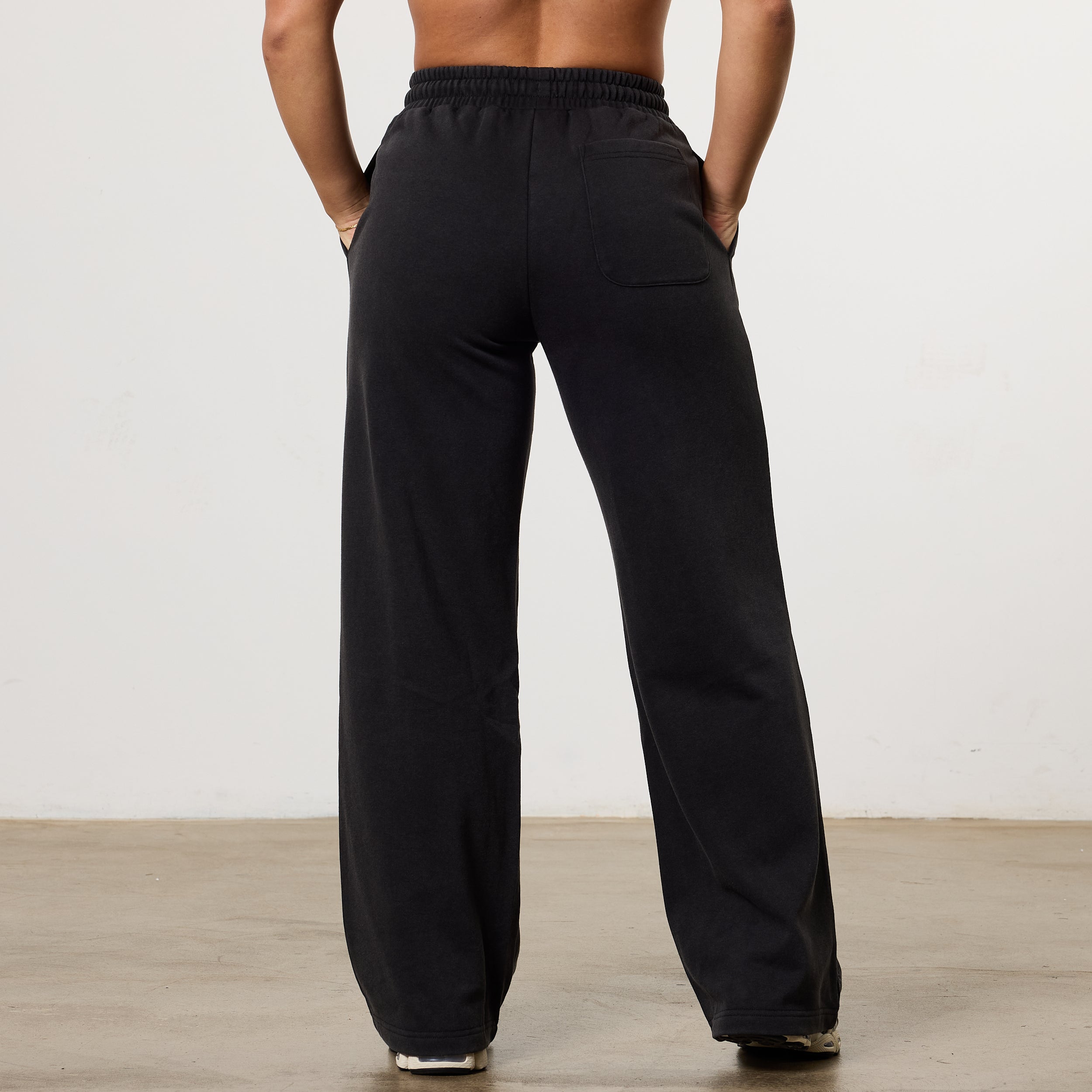 Vanquish Ladies Washed Black Wide Leg Sweatpants