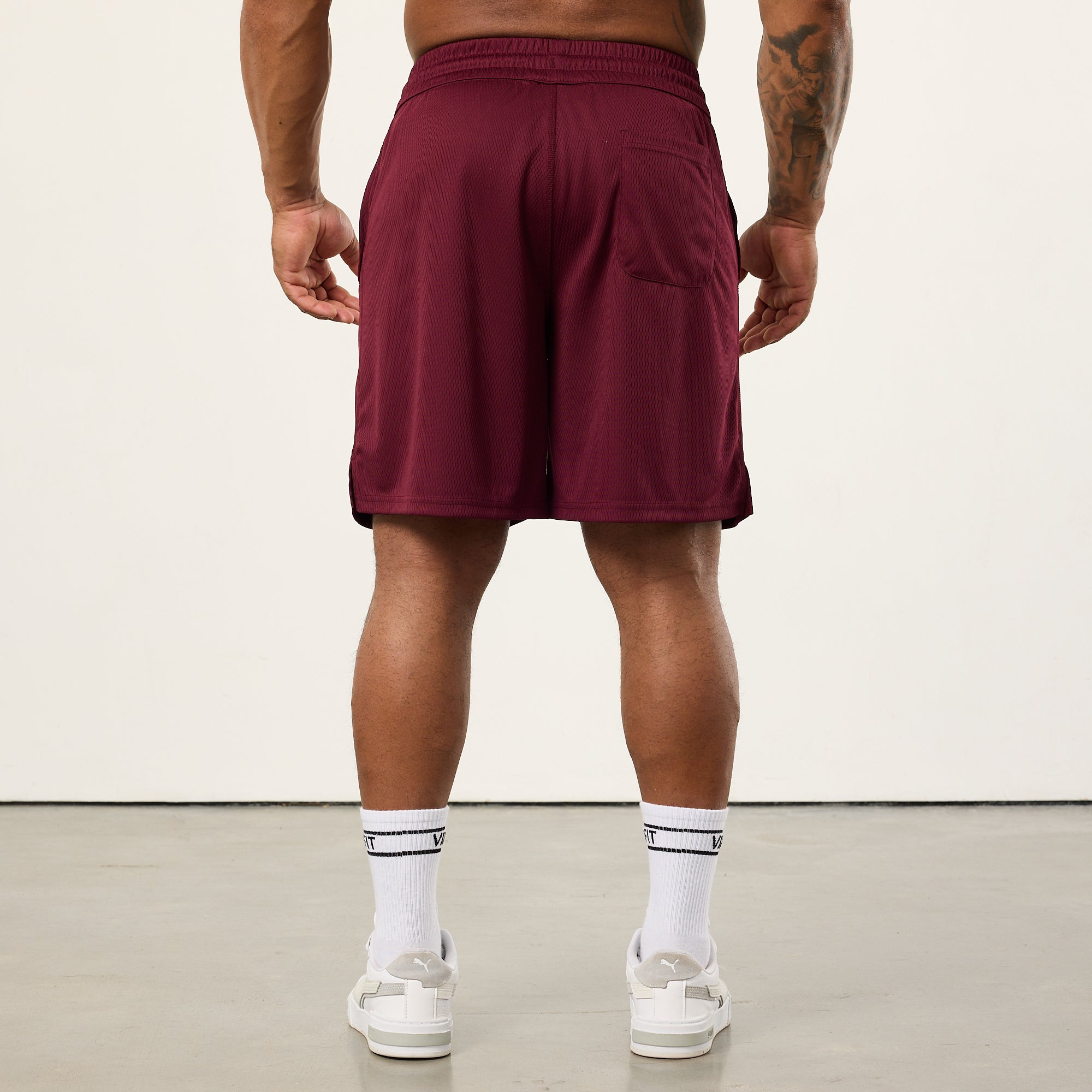 Vanquish Bodybuilding Burgundy Mesh Shorts