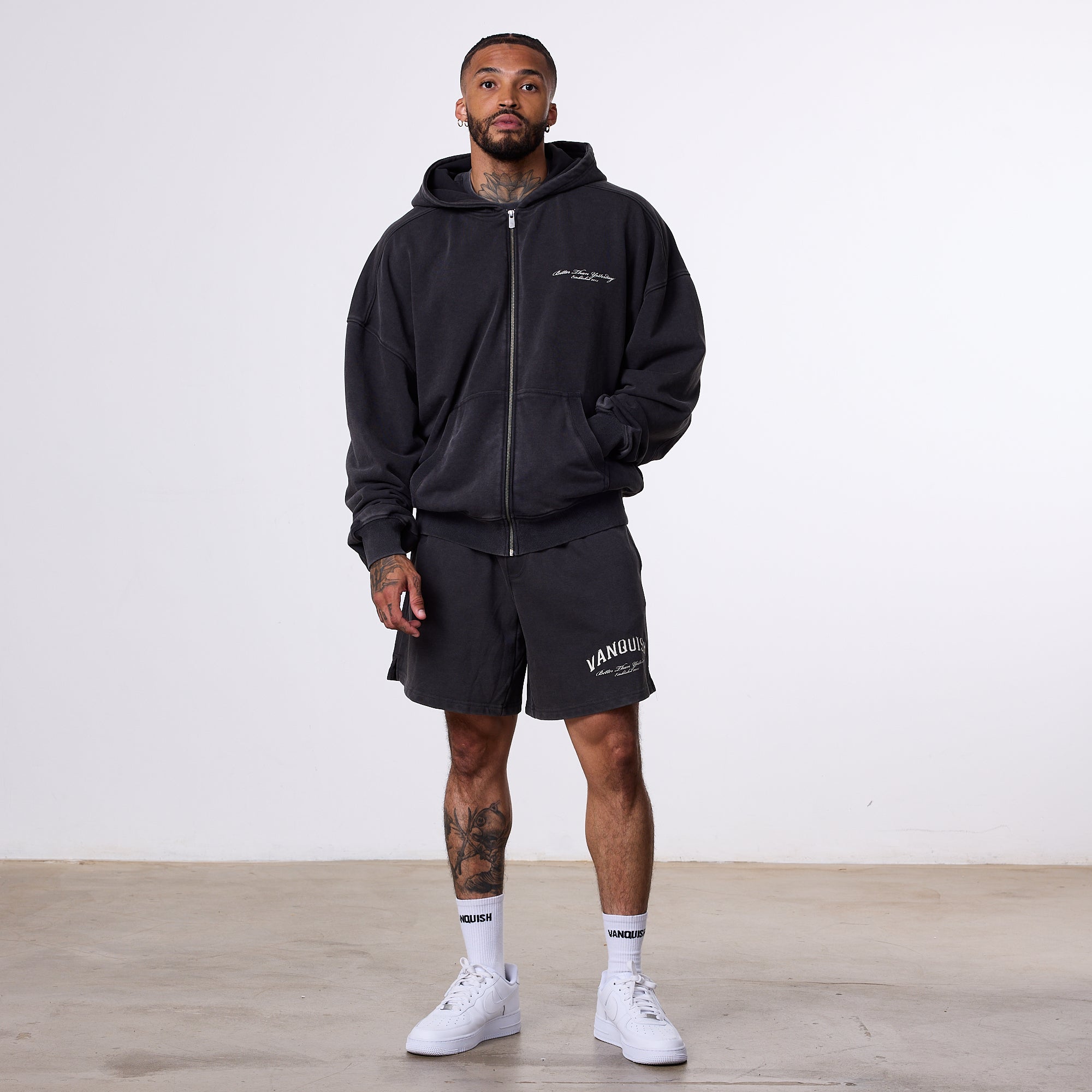 Vanquish Better Than Yesterday Washed Black Full Zip Hoodie