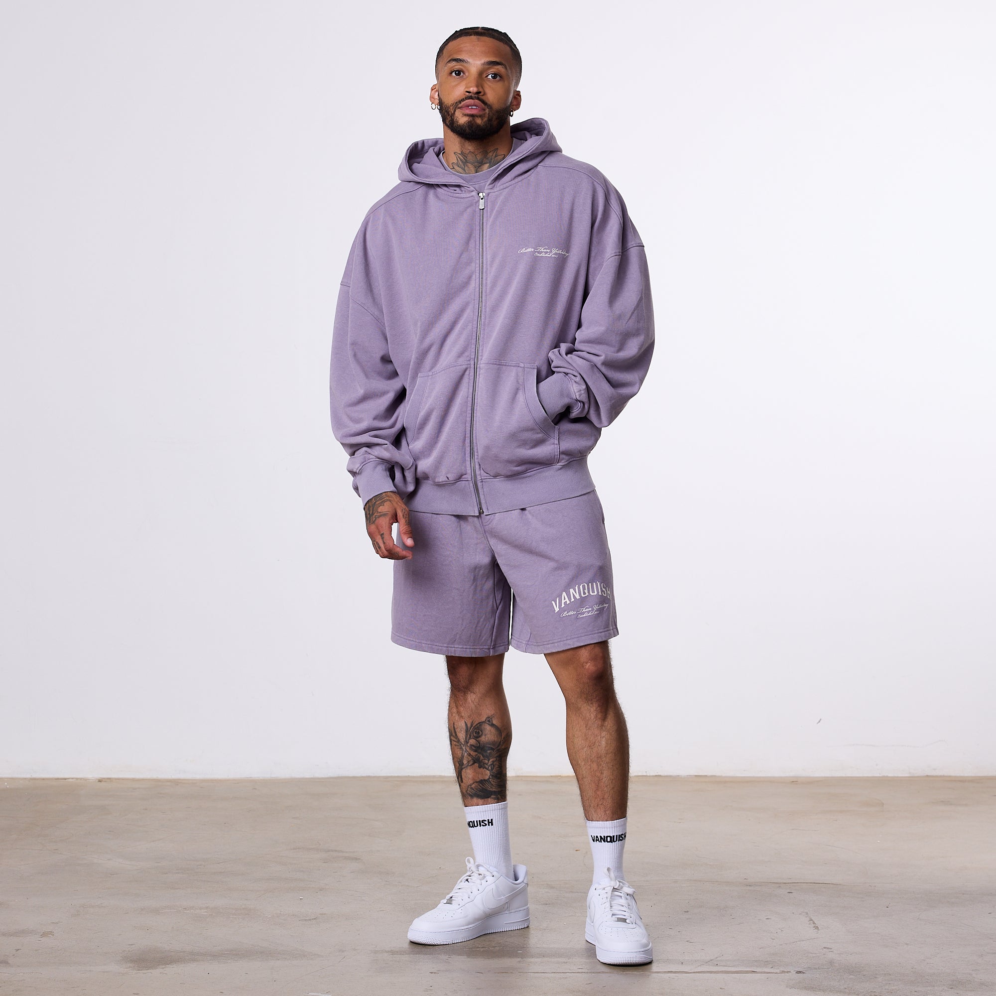 Vanquish Better Than Yesterday Washed Purple Sweat Shorts