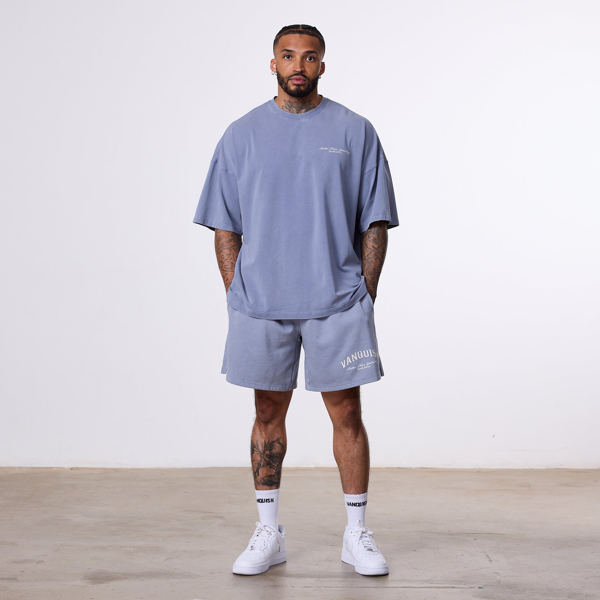 Vanquish Better Than Yesterday Washed Blue Oversized T-Shirt