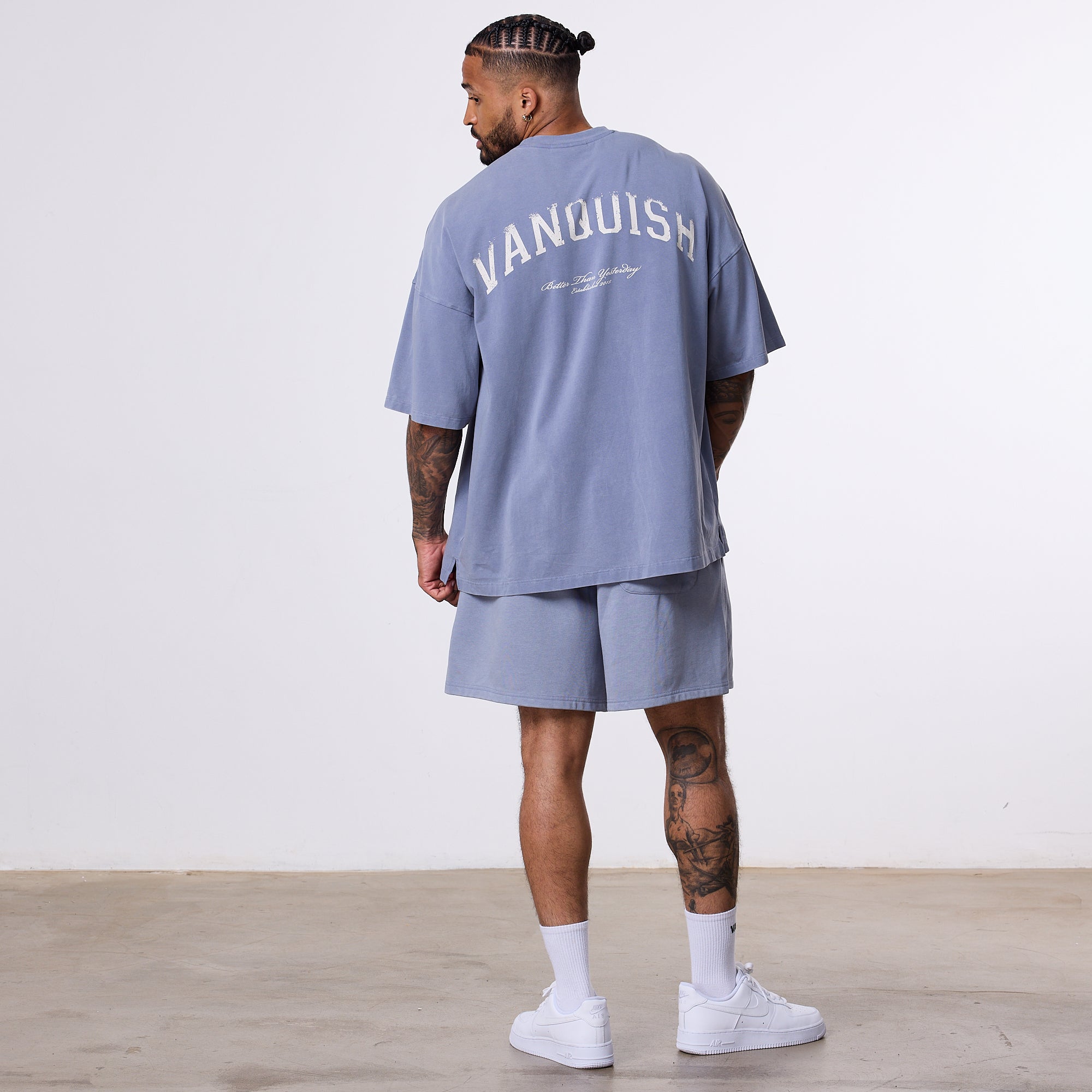 Vanquish Better Than Yesterday Washed Blue Sweat Shorts