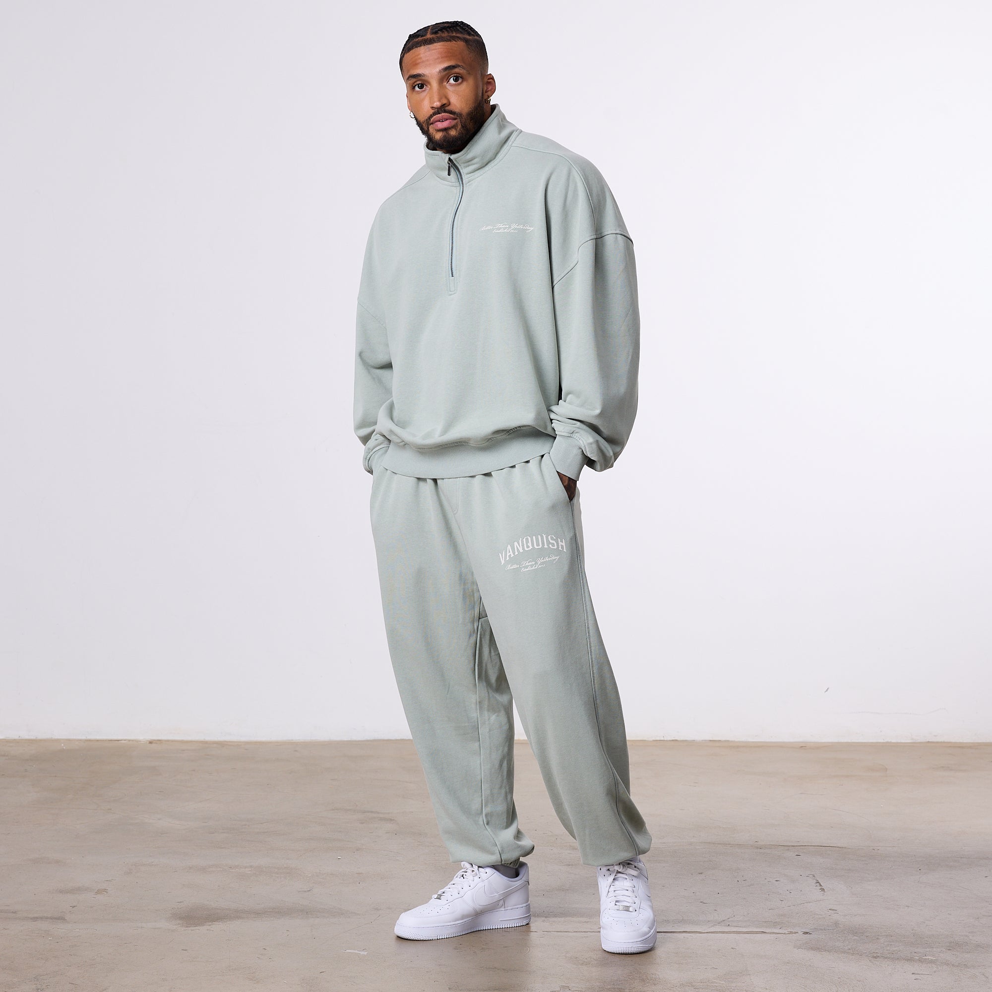 Vanquish Better Than Yesterday Washed Green Oversized Sweatpants