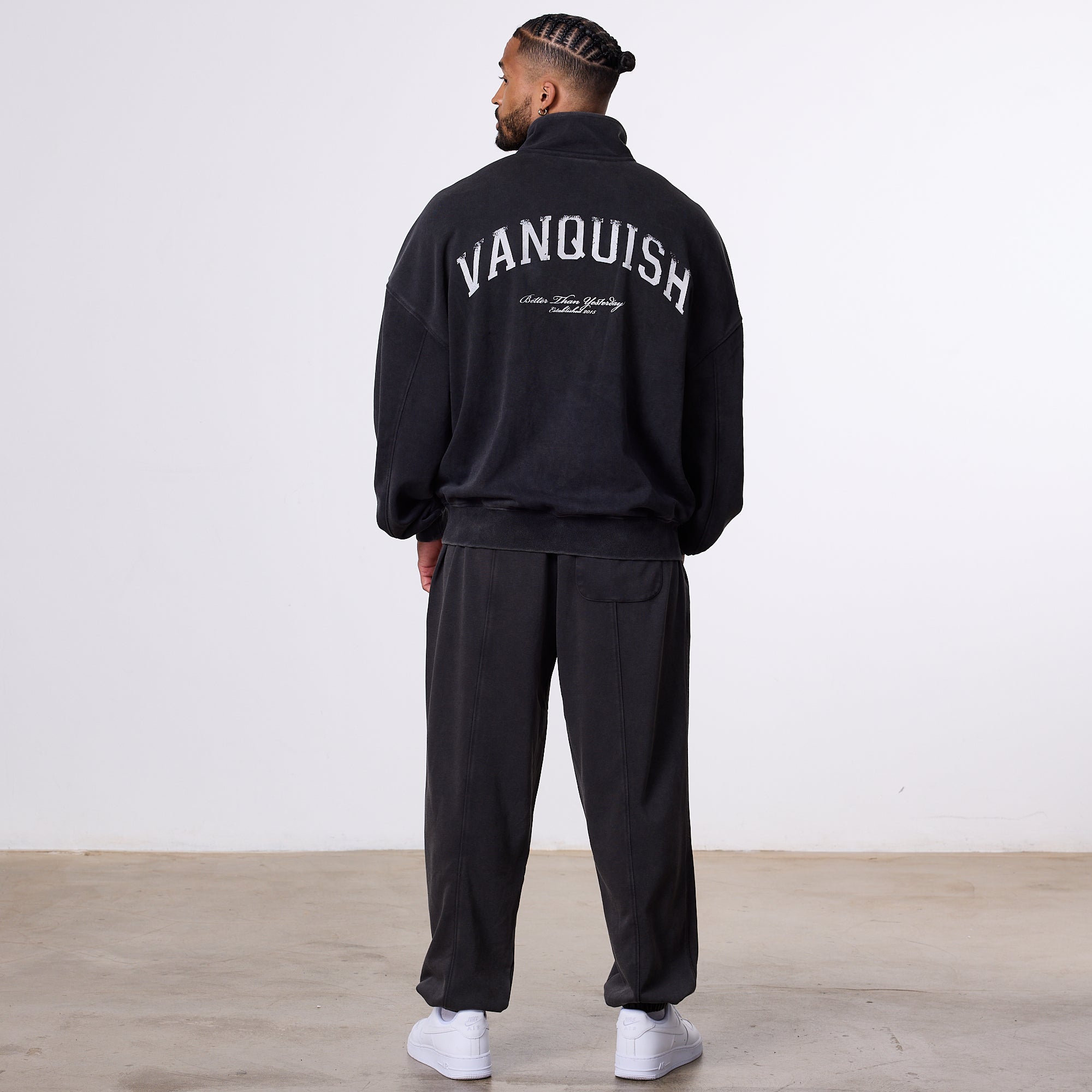 Vanquish Better Than Yesterday Washed Black Quarter Zip Sweater