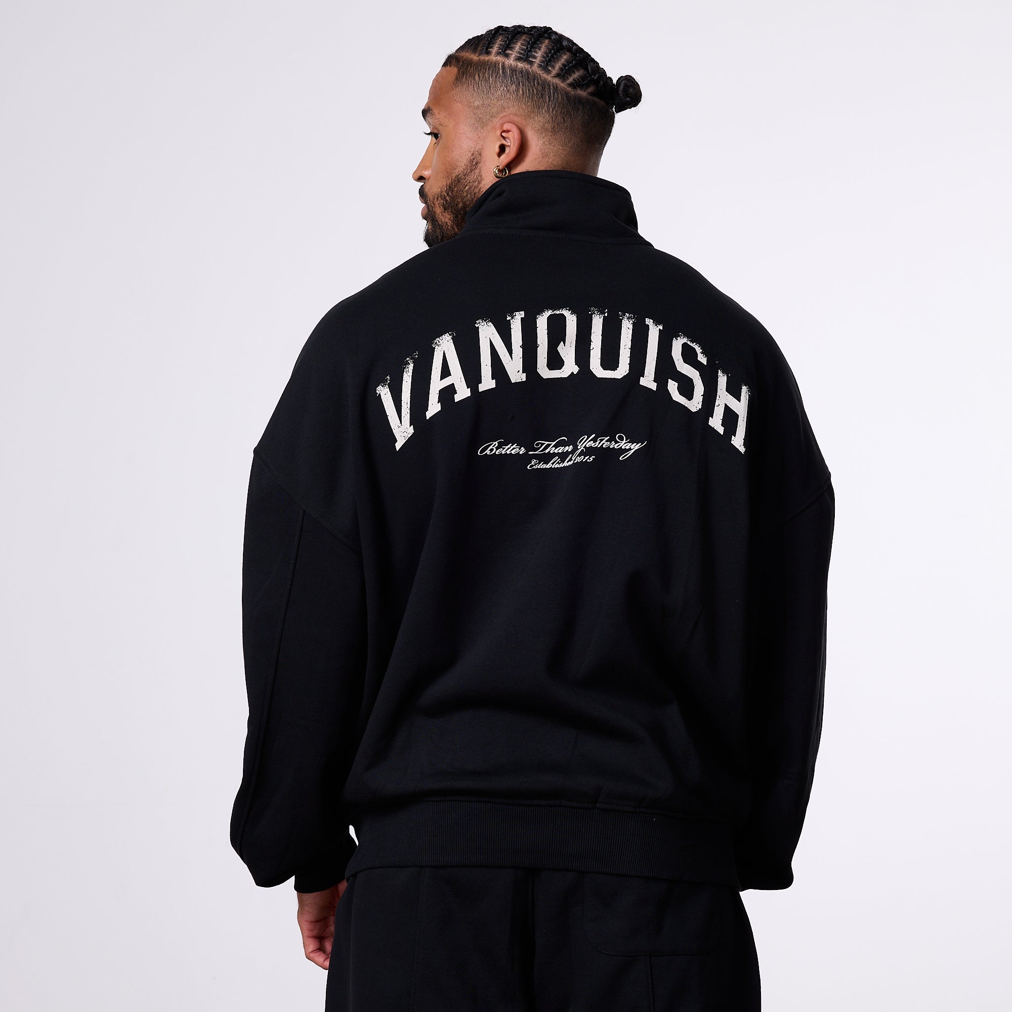 Vanquish Better Than Yesterday Black Quarter Zip Sweater