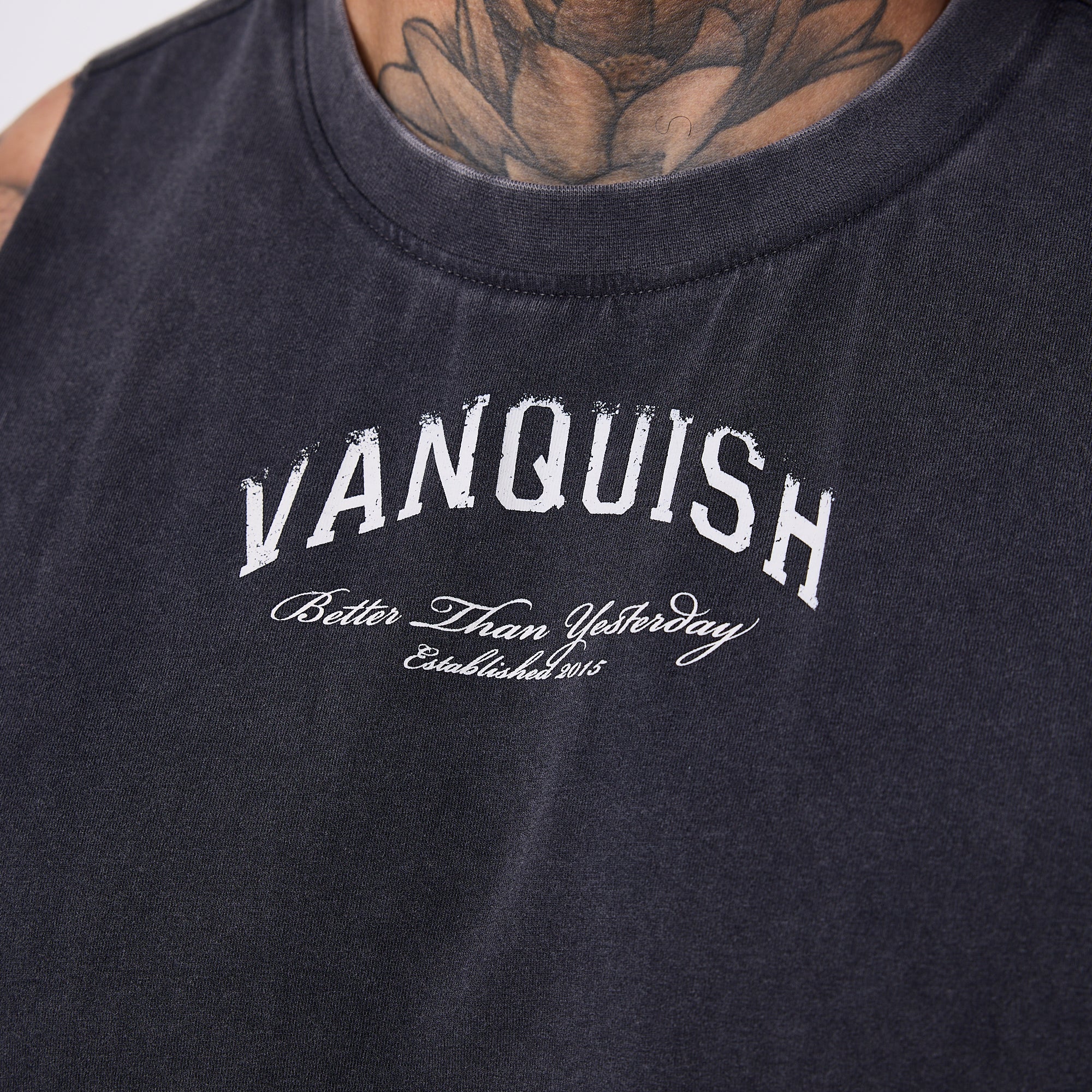 Vanquish Better Than Yesterday Washed Black Sleeveless T-Shirt