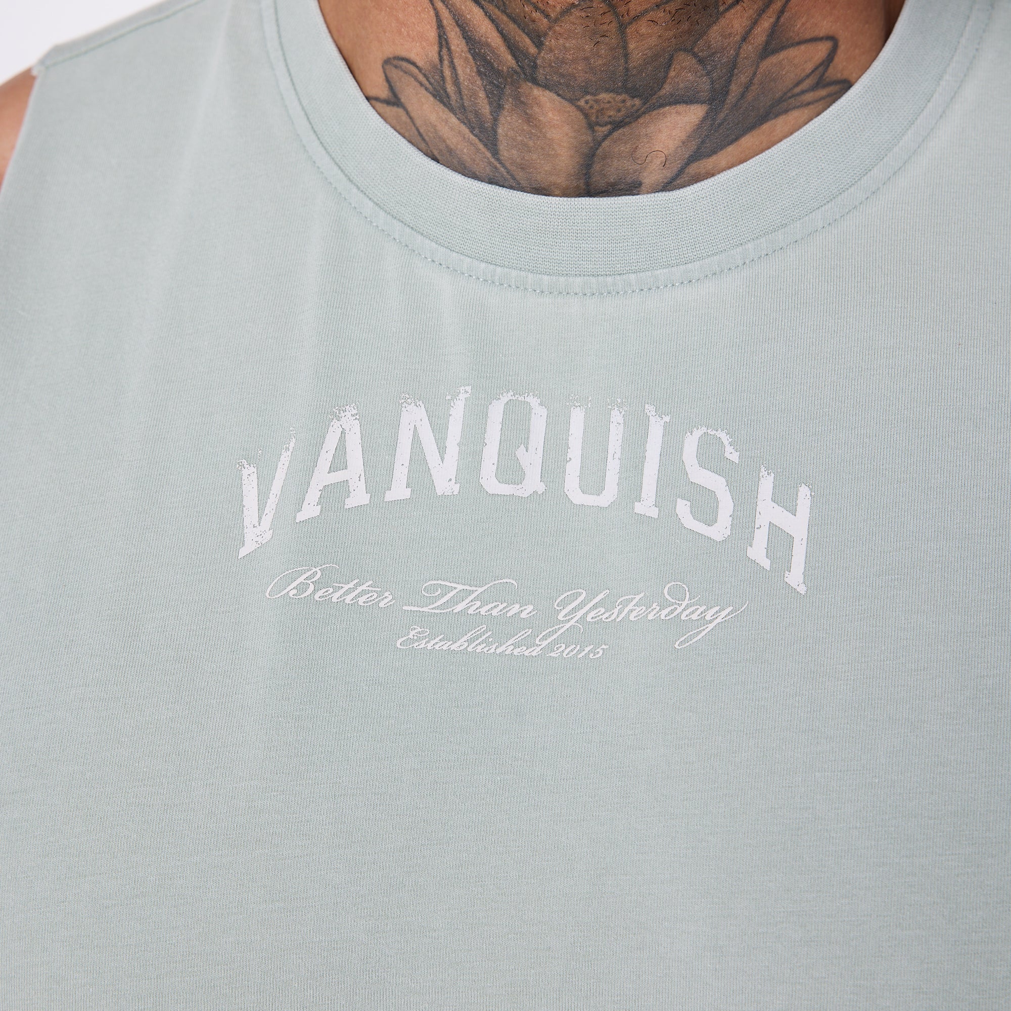 Vanquish Better Than Yesterday Washed Green Sleeveless T-Shirt