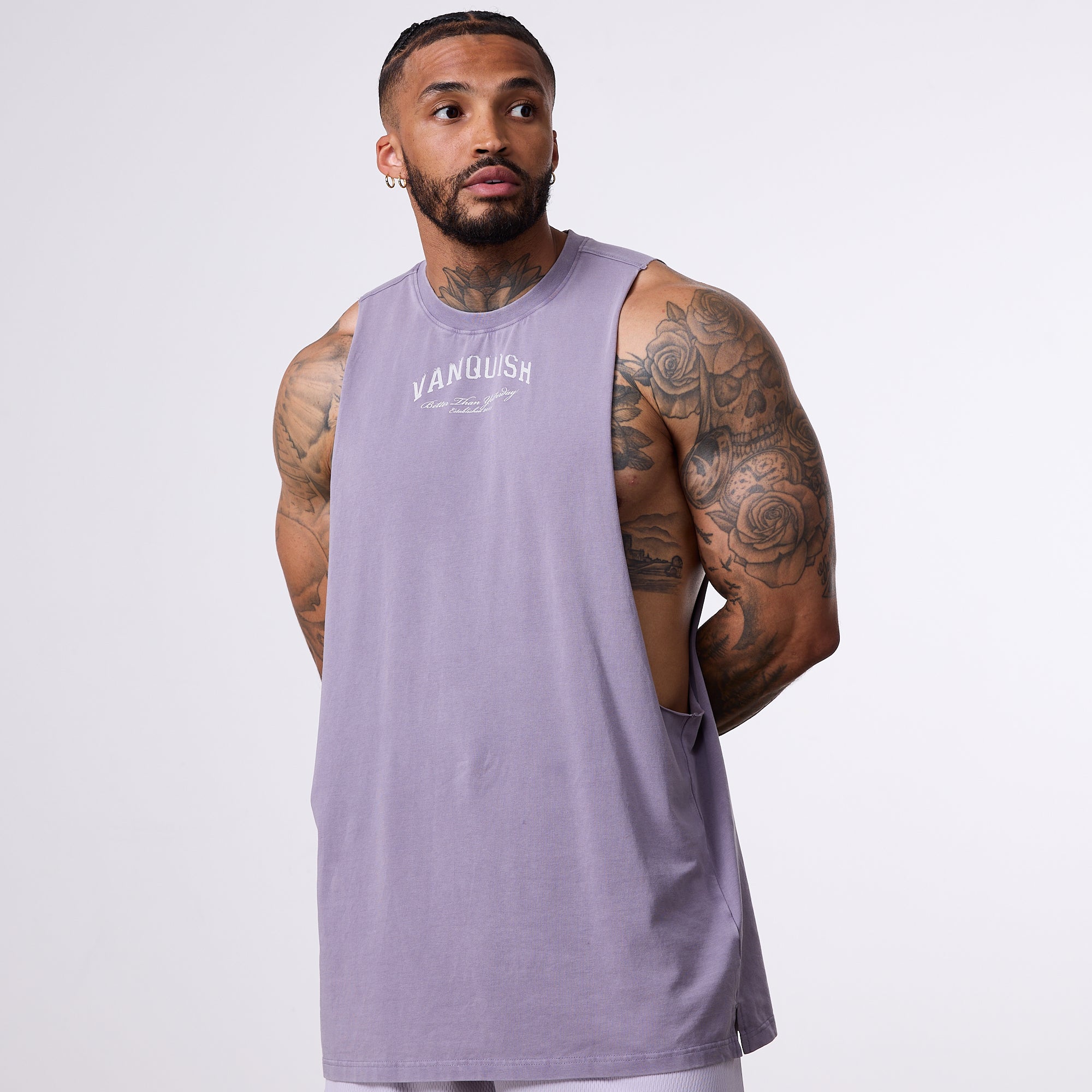 Vanquish Better Than Yesterday Washed Purple Sleeveless T-Shirt