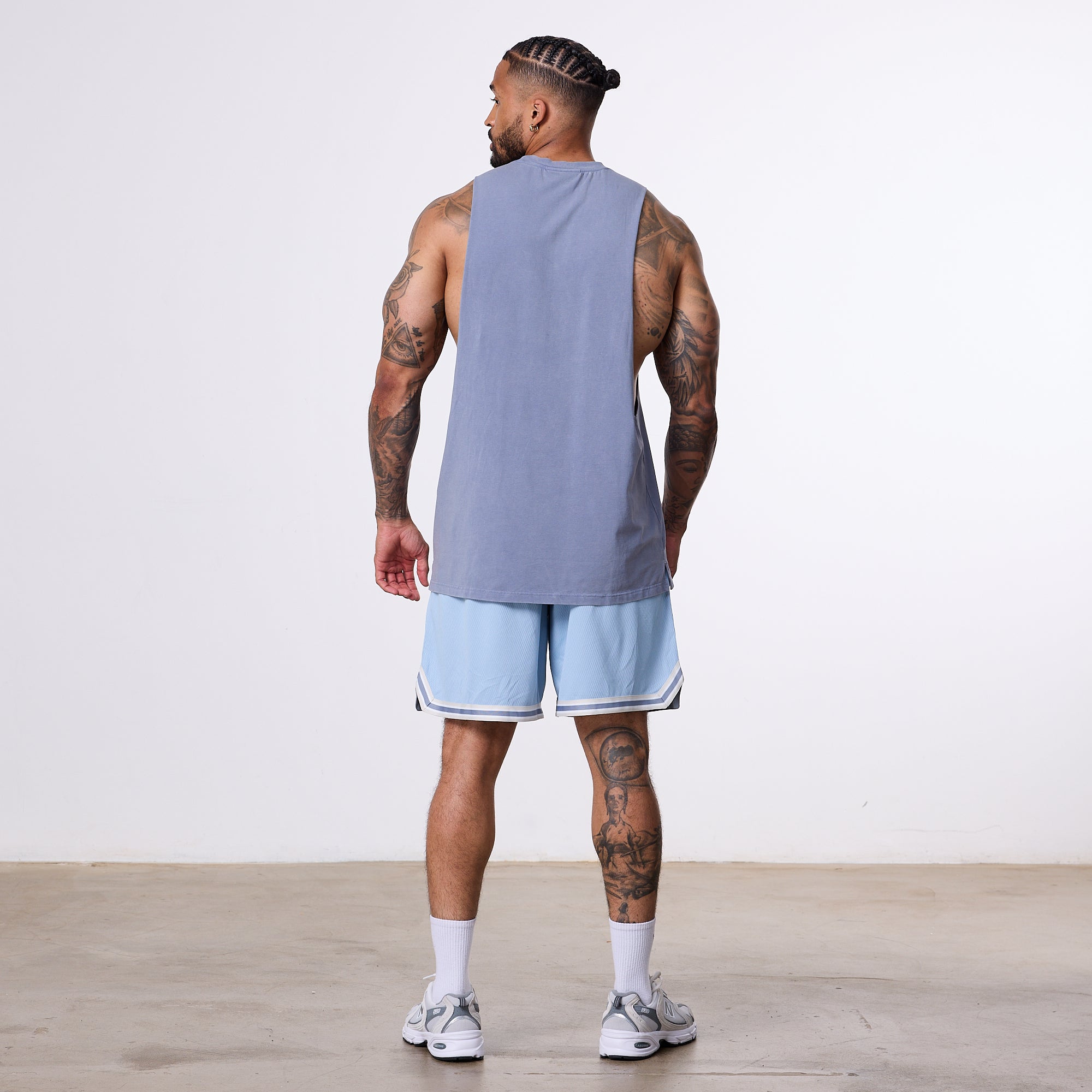 Vanquish Better Than Yesterday Washed Blue Sleeveless T-Shirt