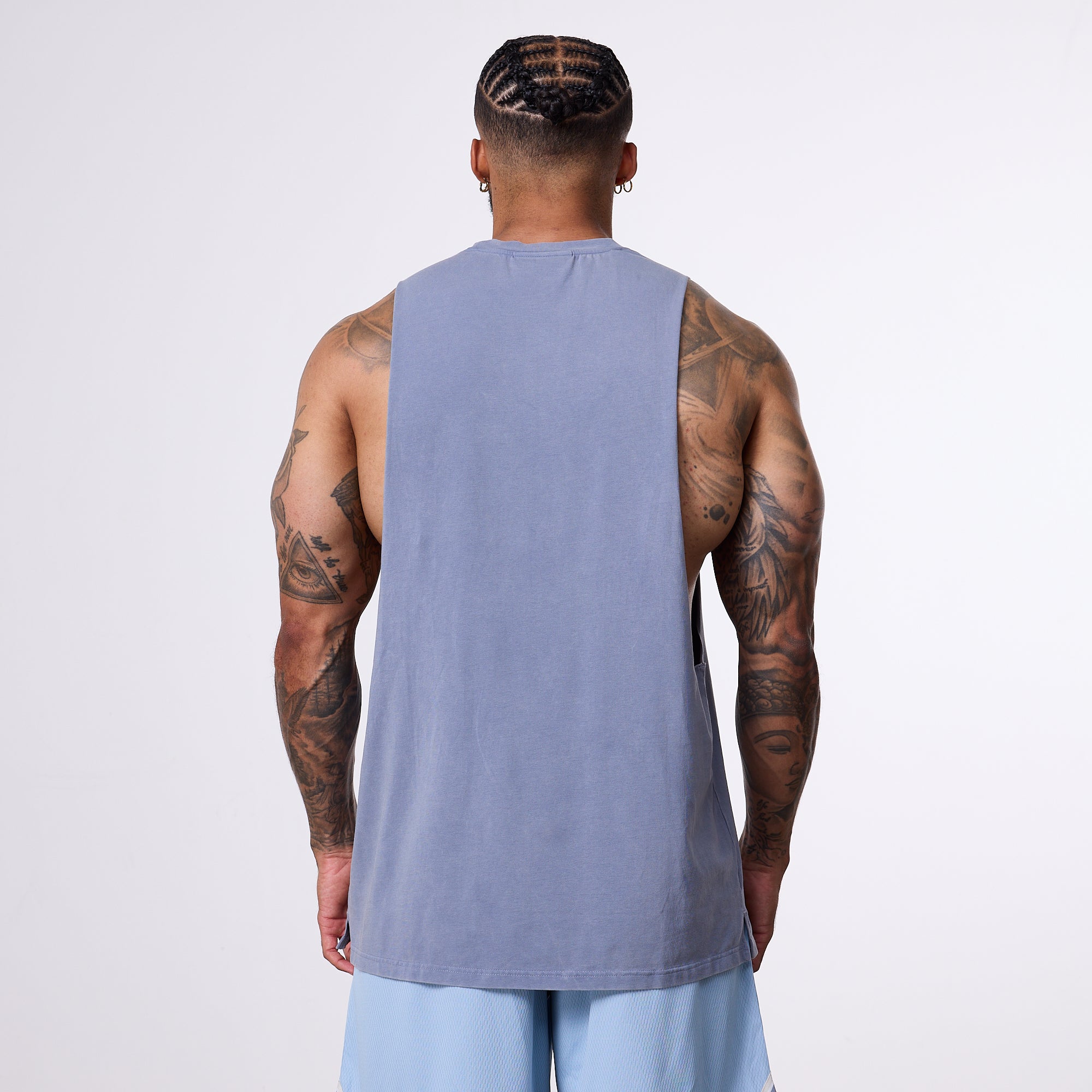 Vanquish Better Than Yesterday Washed Blue Sleeveless T-Shirt