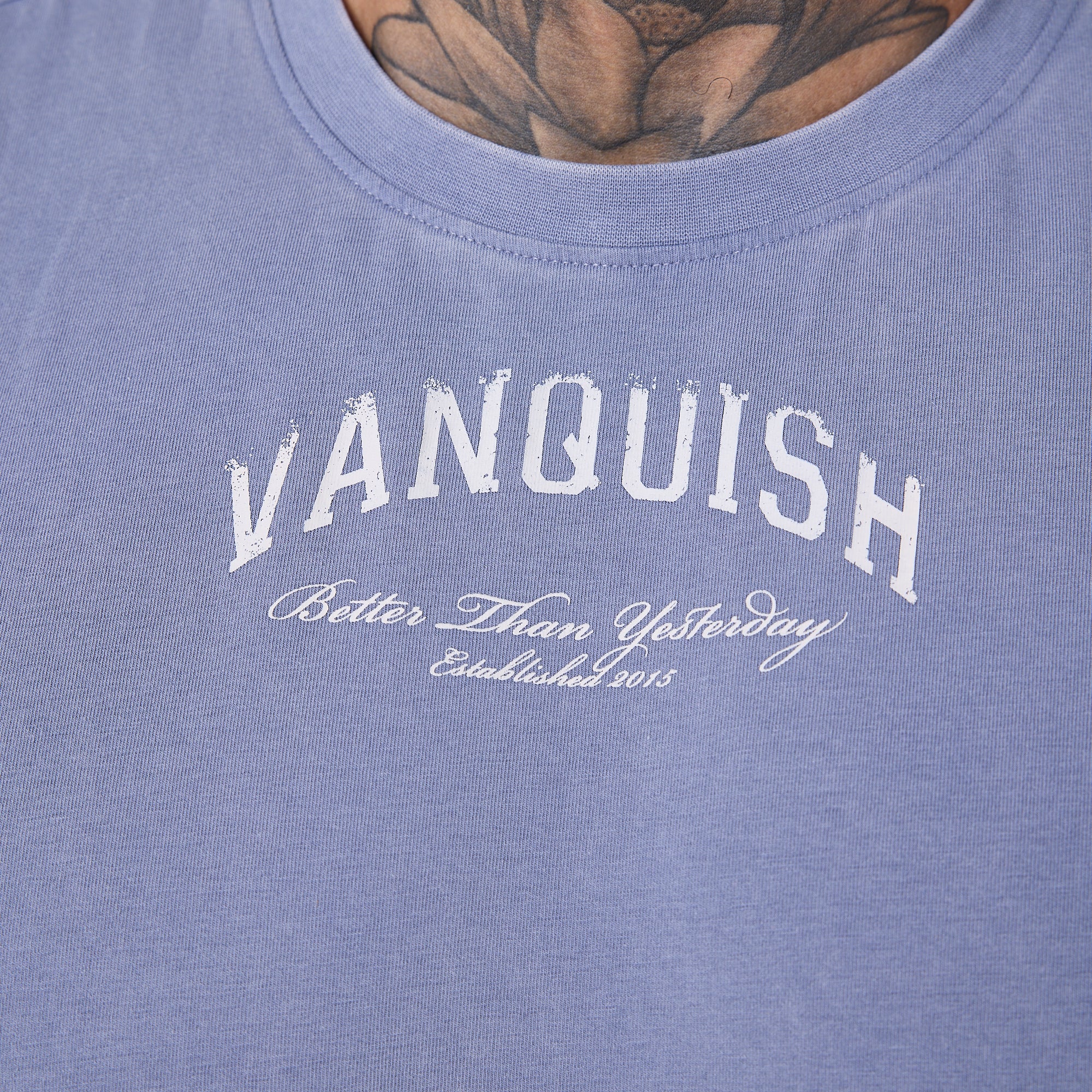 Vanquish Better Than Yesterday Washed Blue Sleeveless T-Shirt