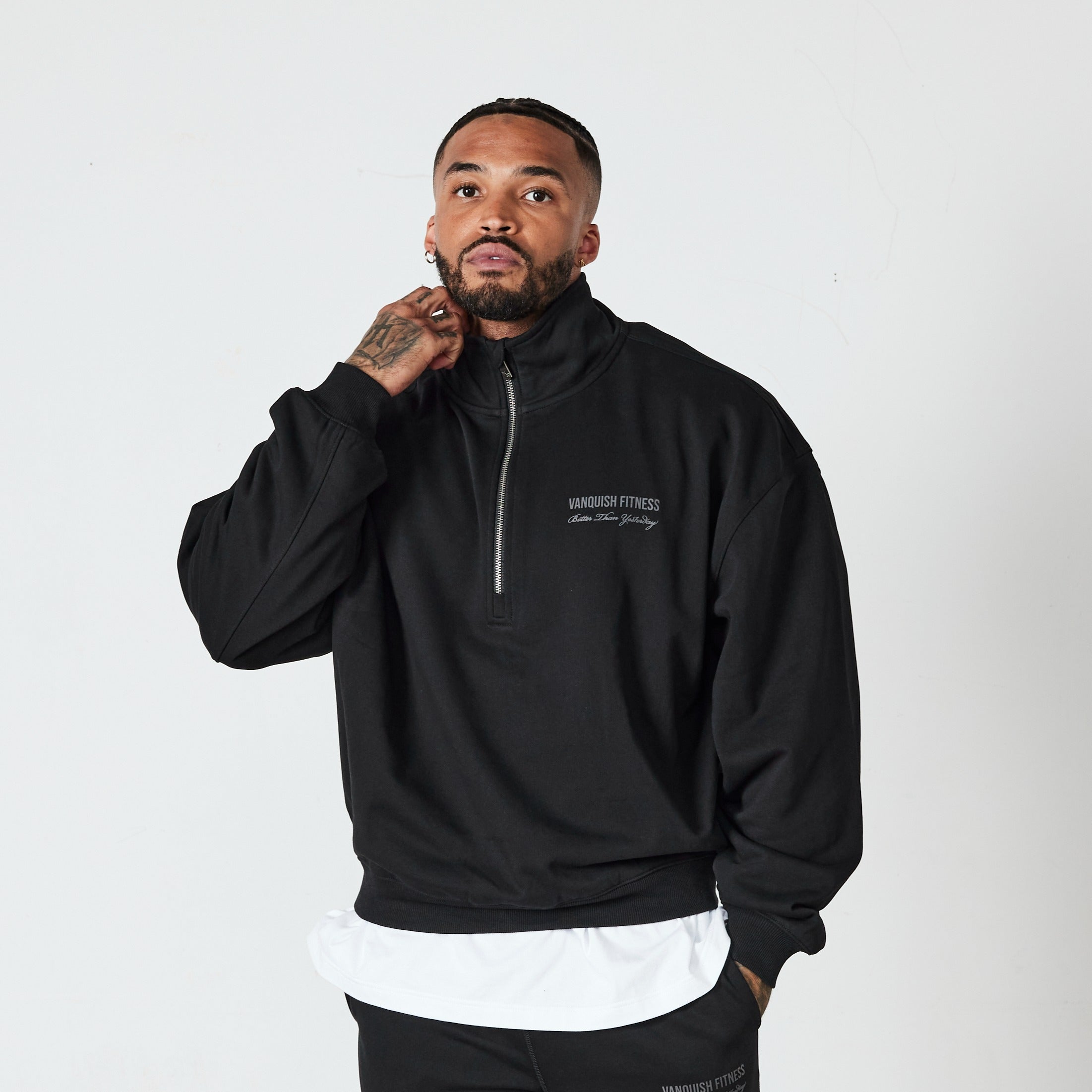 Vanquish Black Signature Collection Quarter Zip Sweater