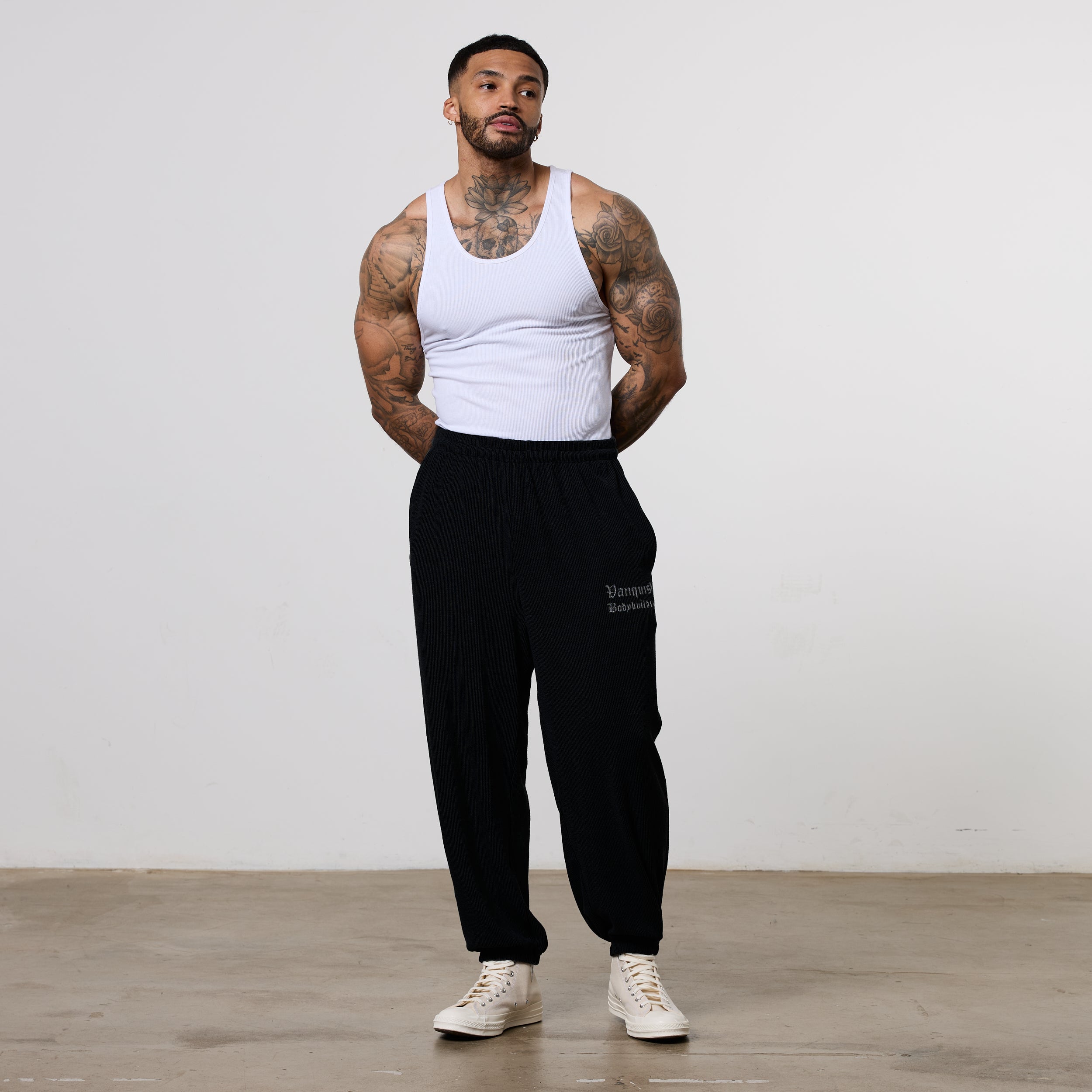 Vanquish Black Bodybuilding Baggy Pants