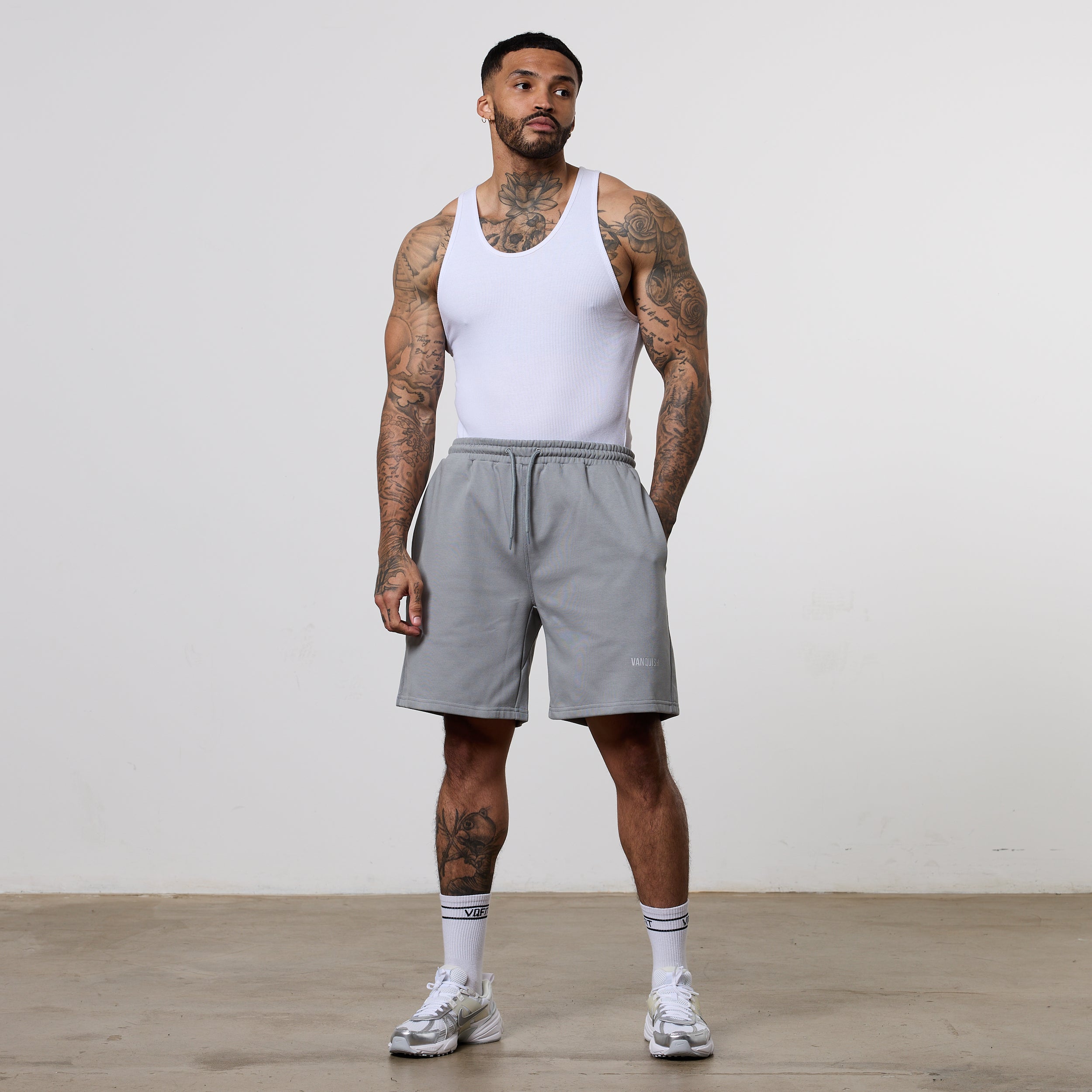 Vanquish Essential Steel Grey Oversized Heavyweight Shorts