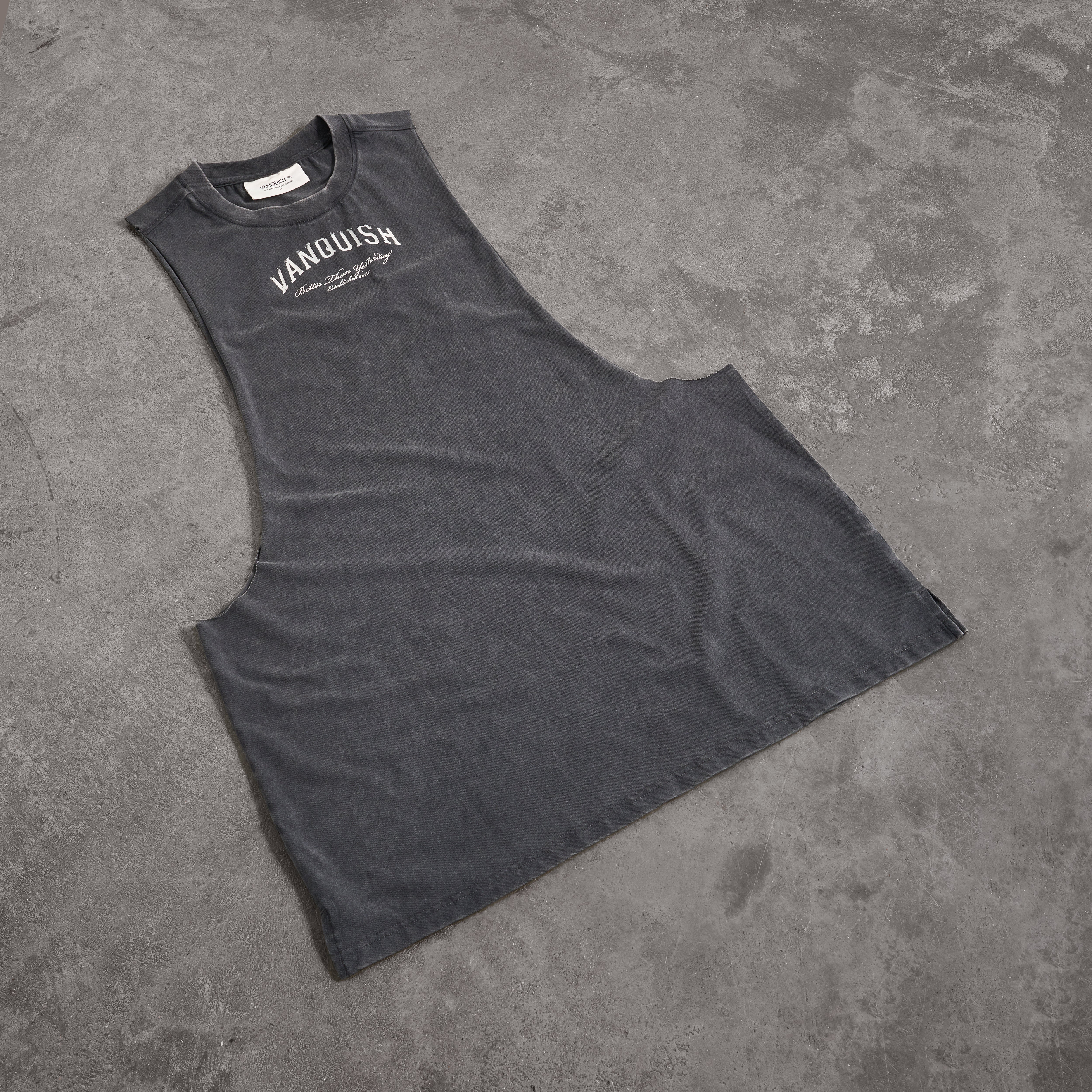 Vanquish Better Than Yesterday Washed Black Sleeveless T-Shirt