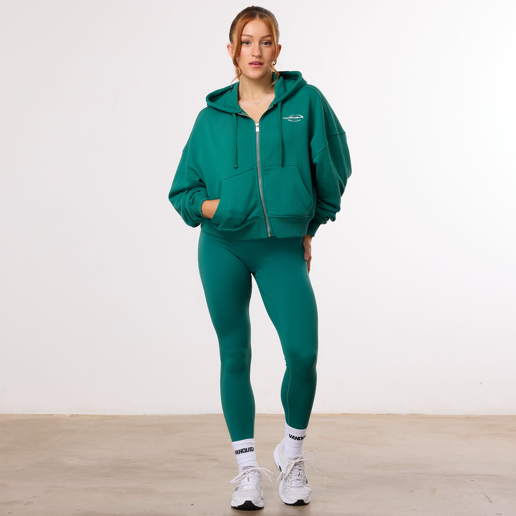 Vanquish Enhance Forest Green Cropped Zip Through Hoodie