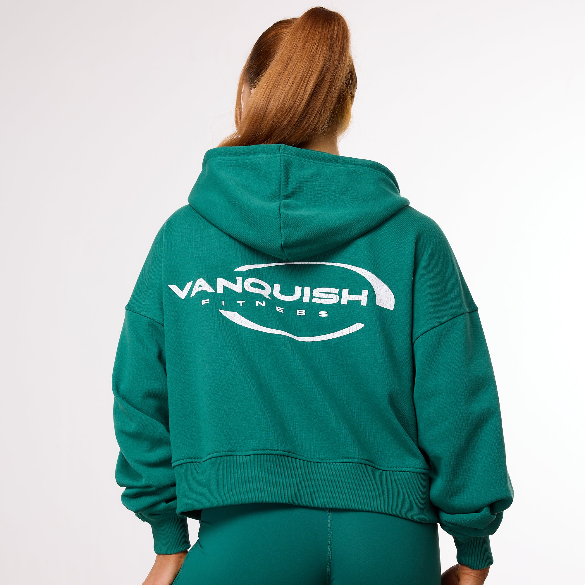 Vanquish – Enhance – Kurzer Hoodie in Waldgrün mit durchgehendem Reißverschluss